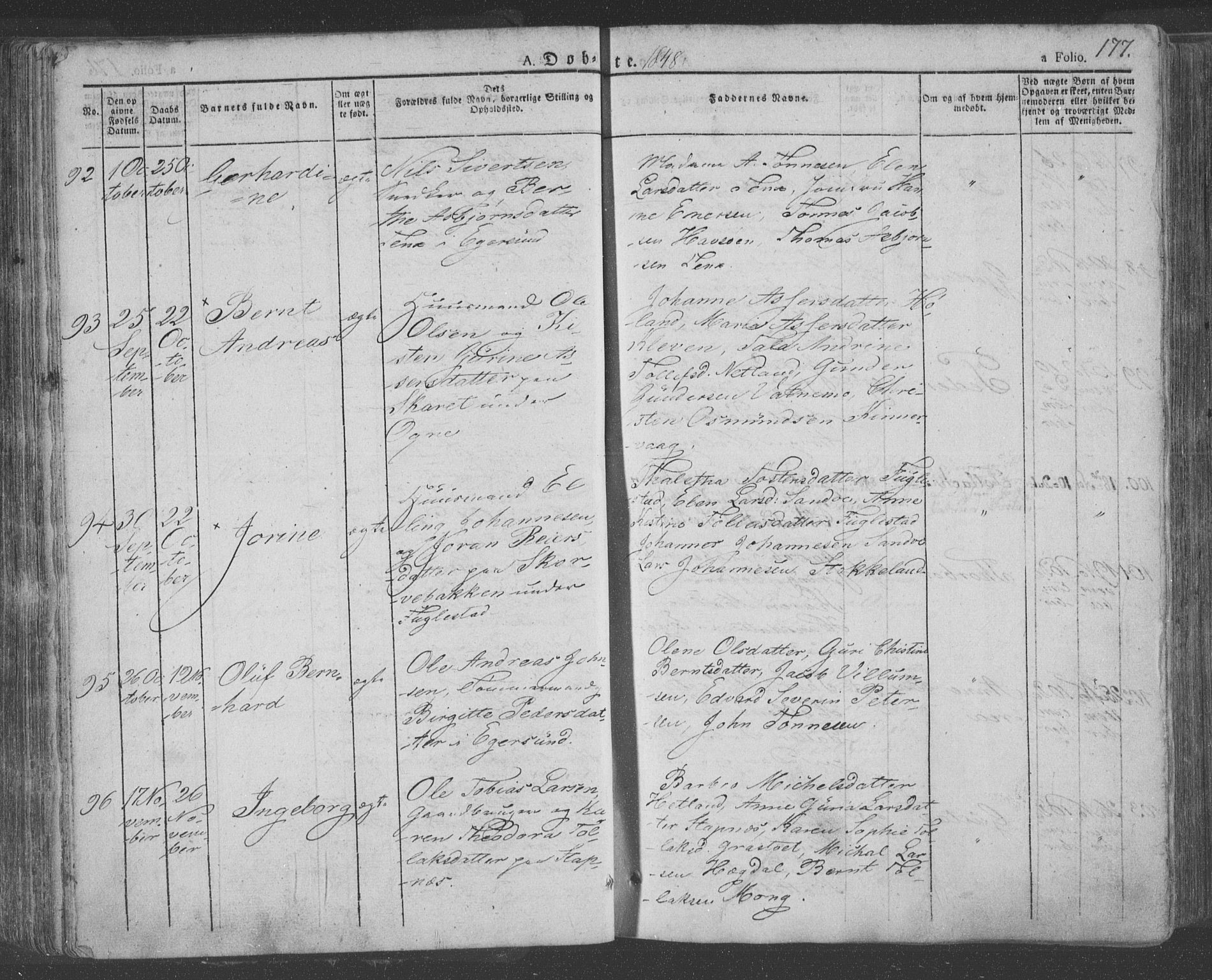 Eigersund sokneprestkontor, AV/SAST-A-101807/S08/L0009: Parish register (official) no. A 9, 1827-1850, p. 177