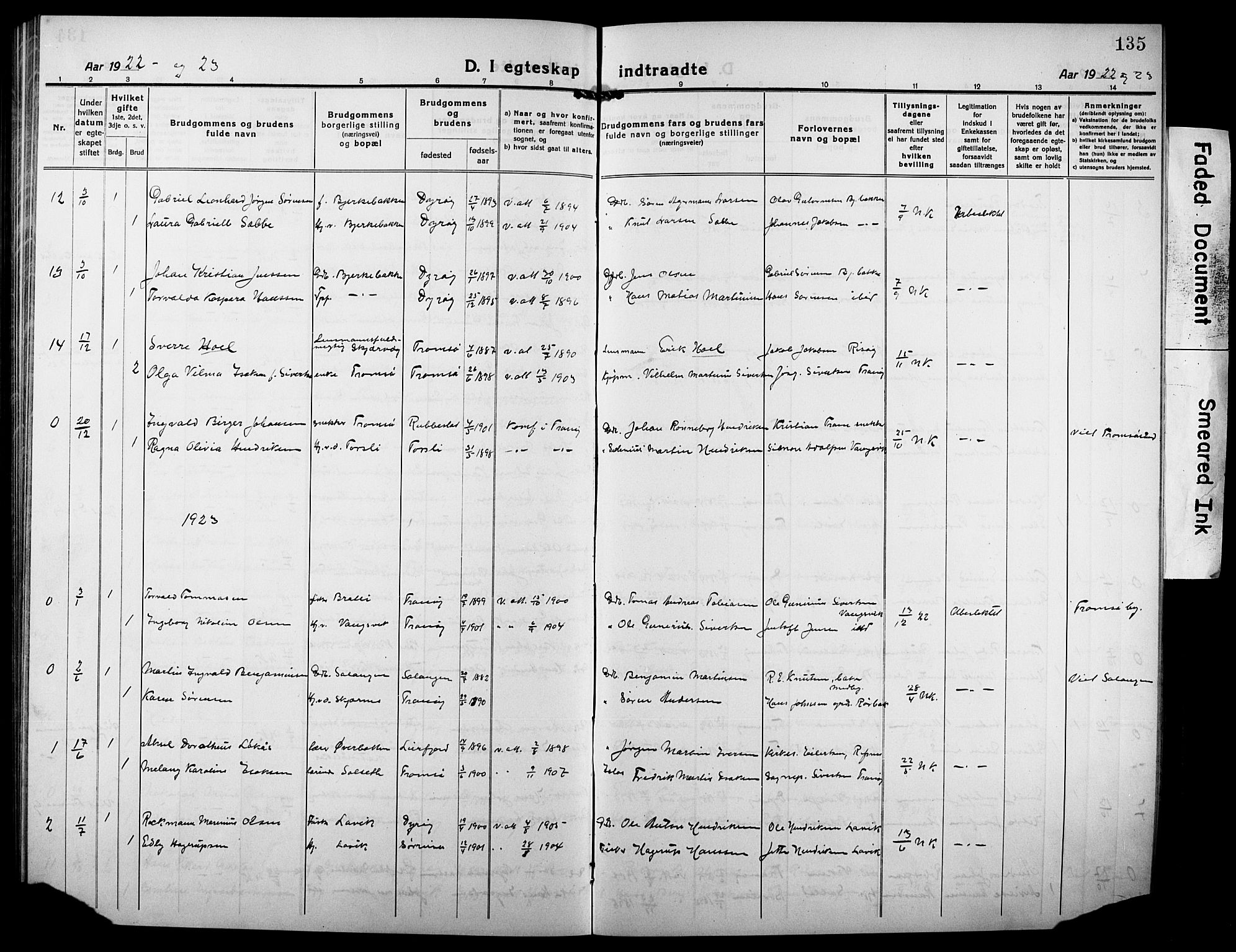 Tranøy sokneprestkontor, SATØ/S-1313/I/Ia/Iab/L0006klokker: Parish register (copy) no. 6, 1919-1932, p. 135