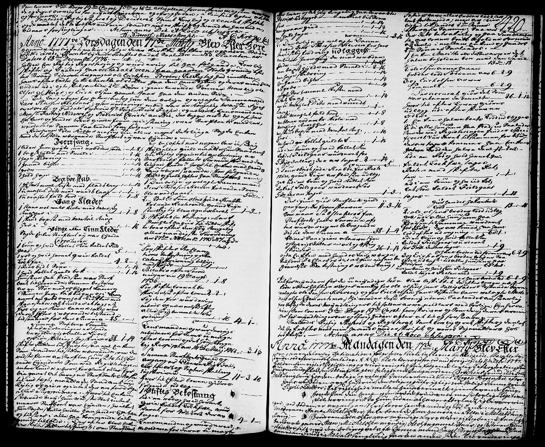 Orkdal sorenskriveri, SAT/A-4169/1/3/3Aa/L0007: Skifteprotokoller, 1767-1782, p. 419b-420a