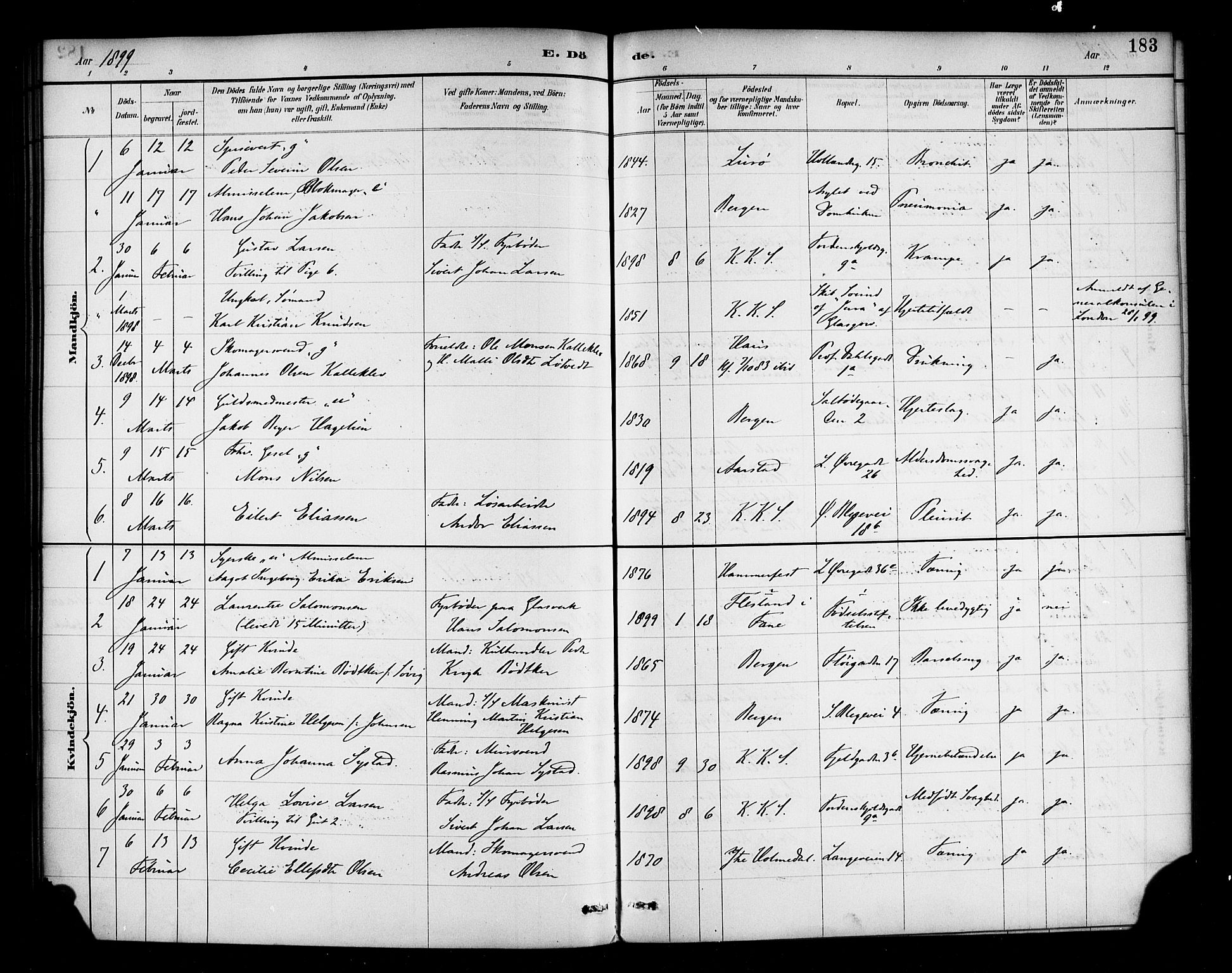 Korskirken sokneprestembete, SAB/A-76101/H/Haa/L0047: Parish register (official) no. E 5, 1884-1910, p. 183
