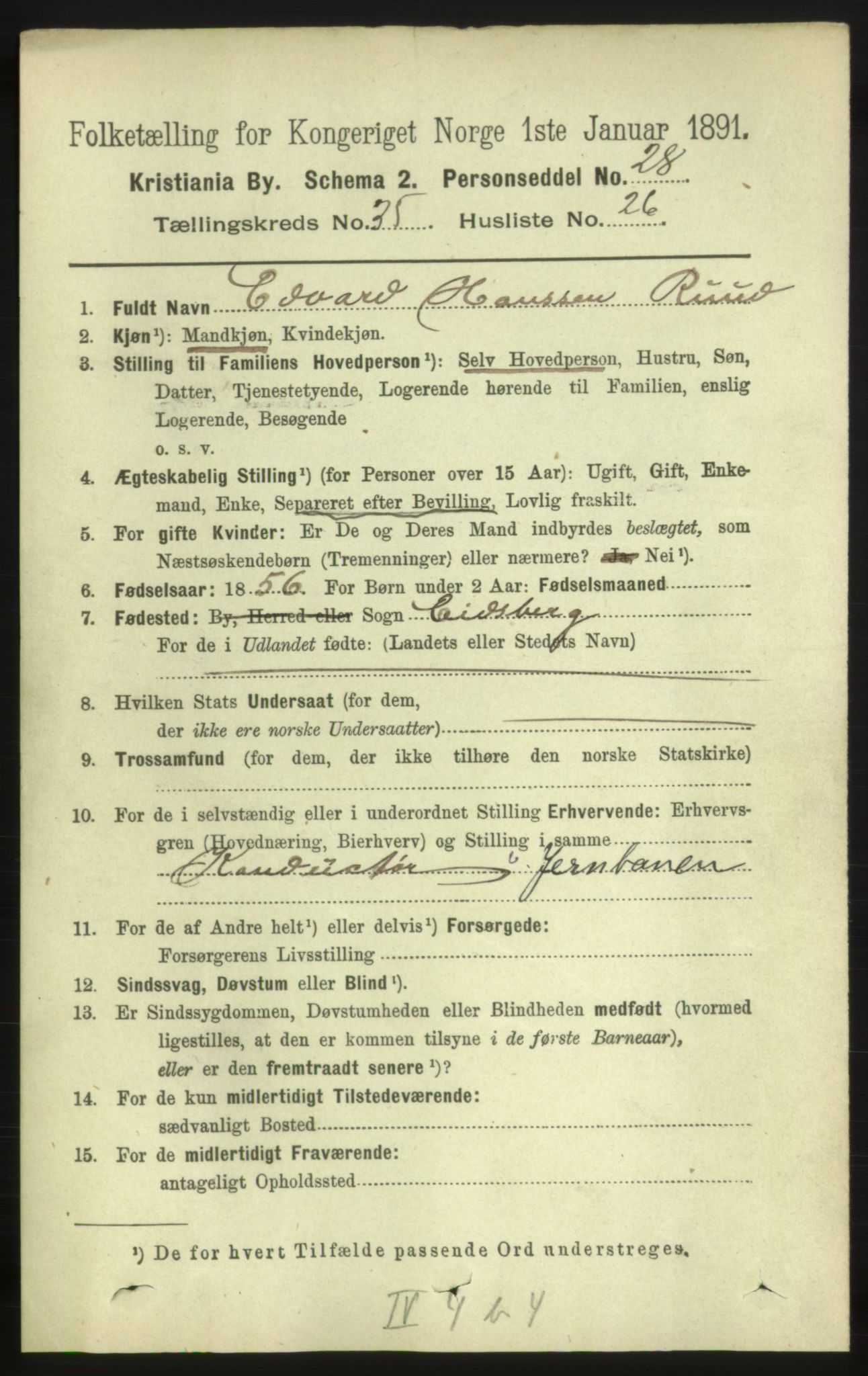 RA, 1891 census for 0301 Kristiania, 1891, p. 19946