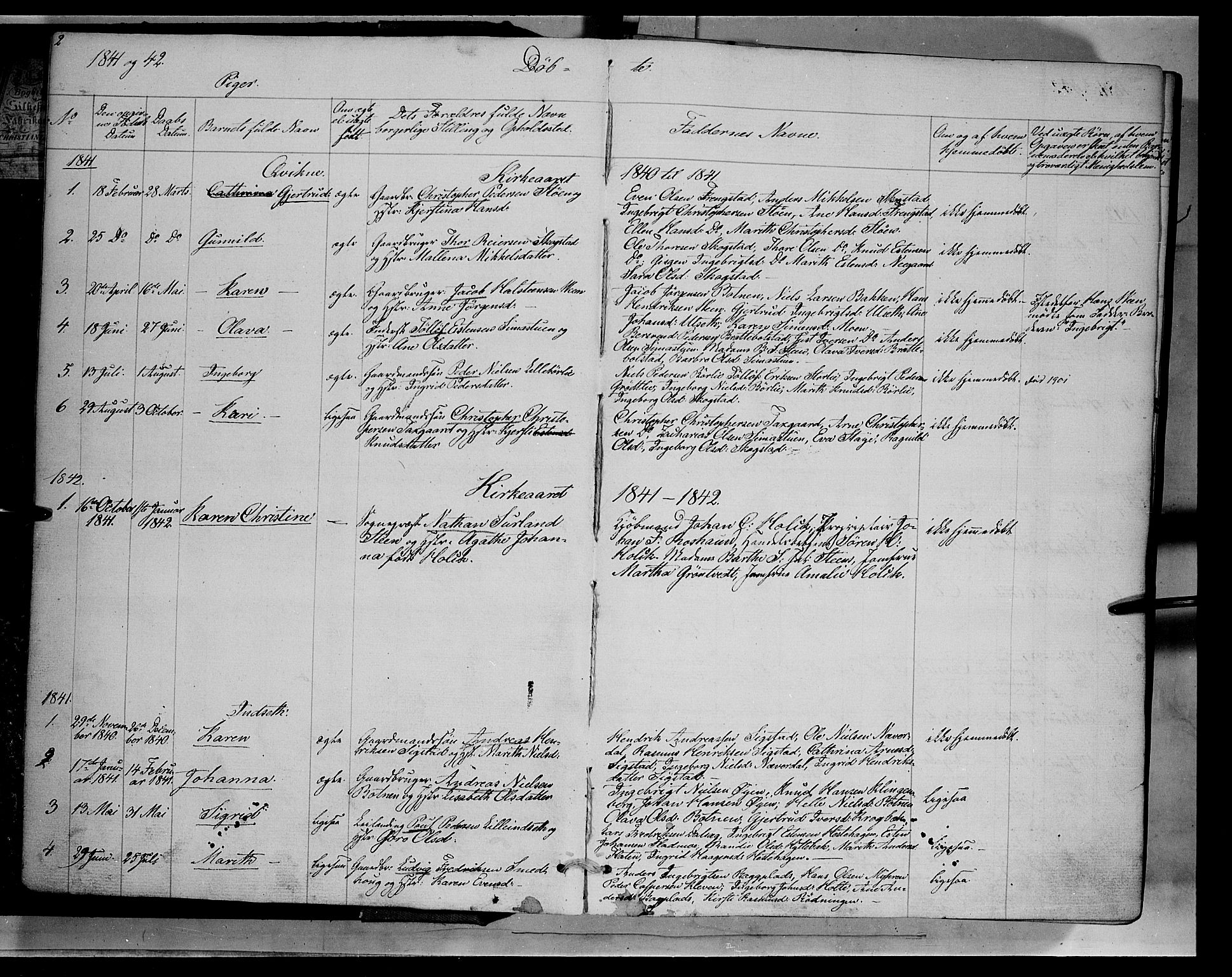 Kvikne prestekontor, AV/SAH-PREST-064/H/Ha/Haa/L0005: Parish register (official) no. 5, 1841-1862, p. 2