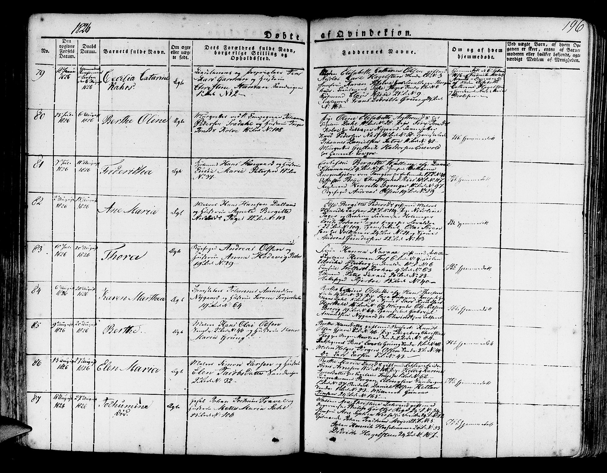 Korskirken sokneprestembete, AV/SAB-A-76101/H/Haa/L0014: Parish register (official) no. A 14, 1823-1835, p. 196