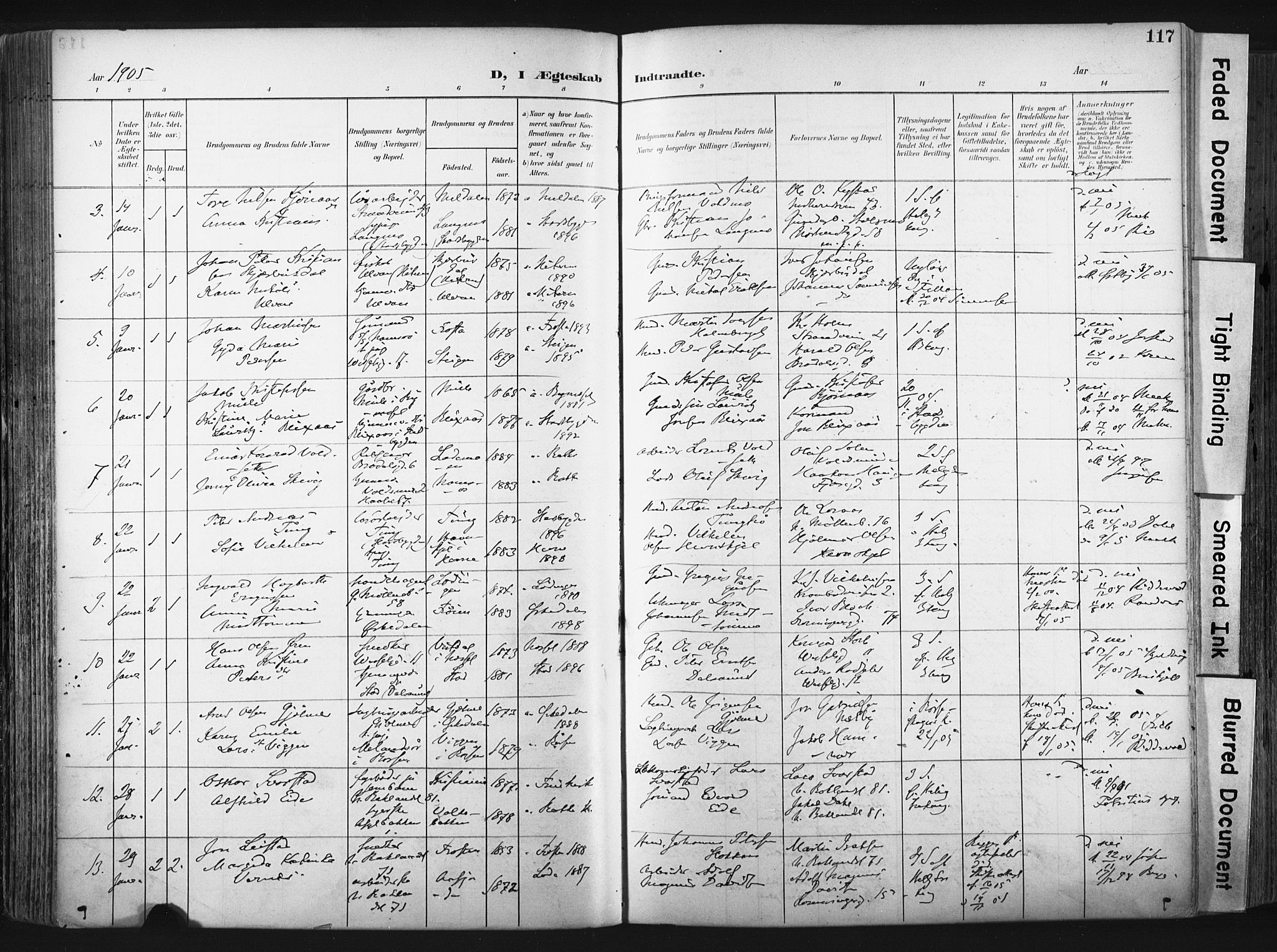 Ministerialprotokoller, klokkerbøker og fødselsregistre - Sør-Trøndelag, AV/SAT-A-1456/604/L0201: Parish register (official) no. 604A21, 1901-1911, p. 117