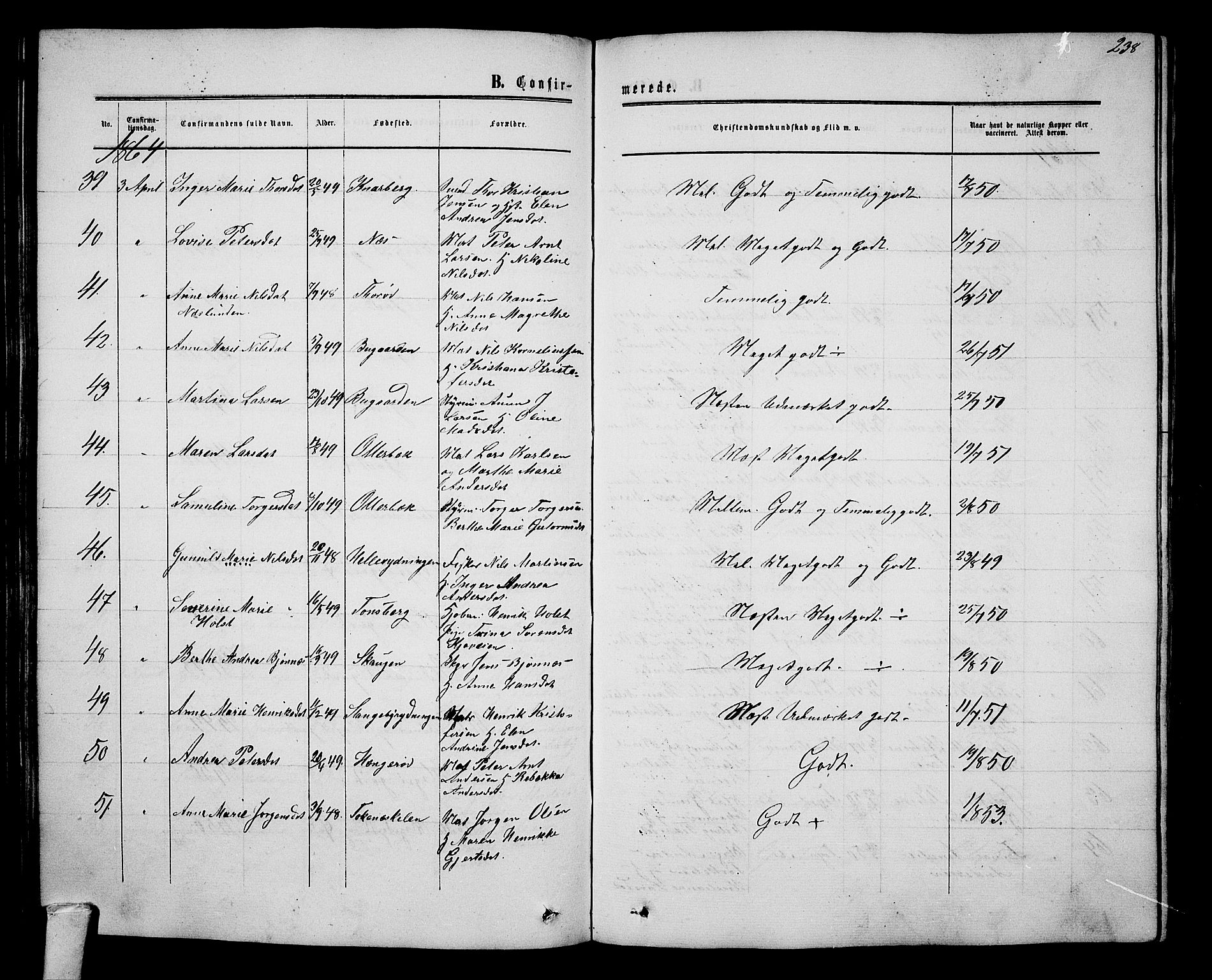 Nøtterøy kirkebøker, AV/SAKO-A-354/G/Ga/L0002: Parish register (copy) no. I 2, 1860-1877, p. 238