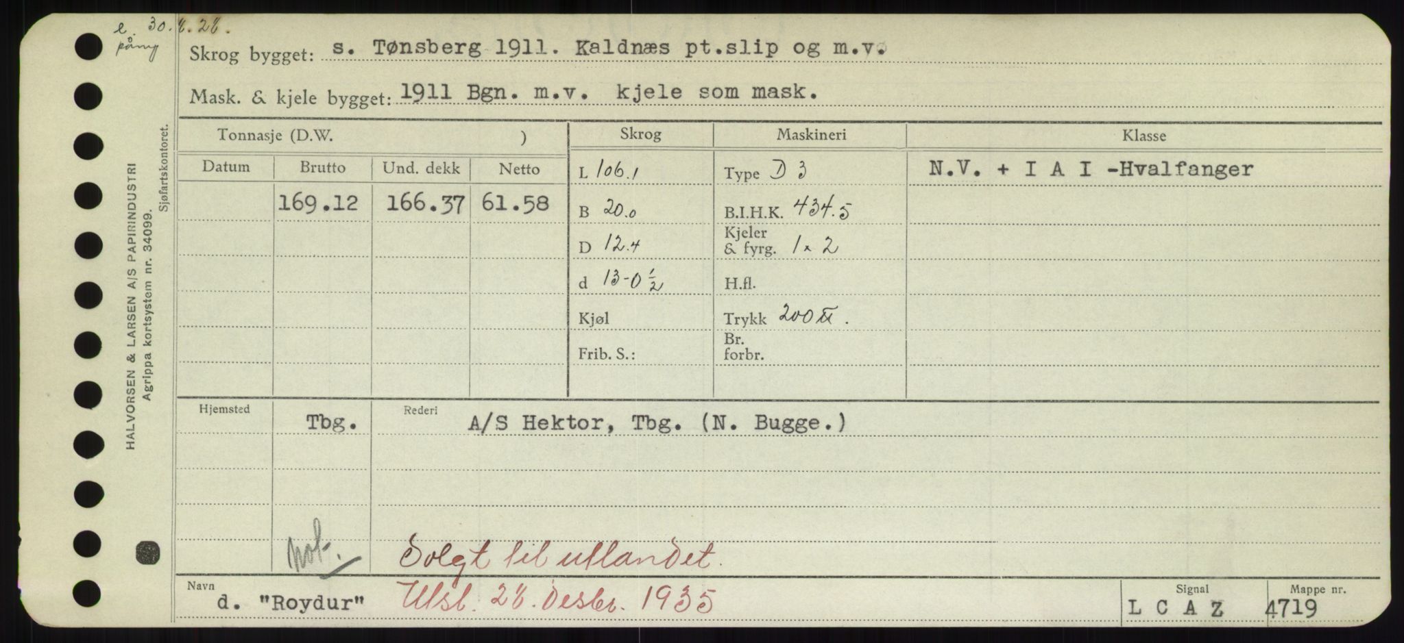 Sjøfartsdirektoratet med forløpere, Skipsmålingen, AV/RA-S-1627/H/Hd/L0031: Fartøy, Rju-Sam, p. 261