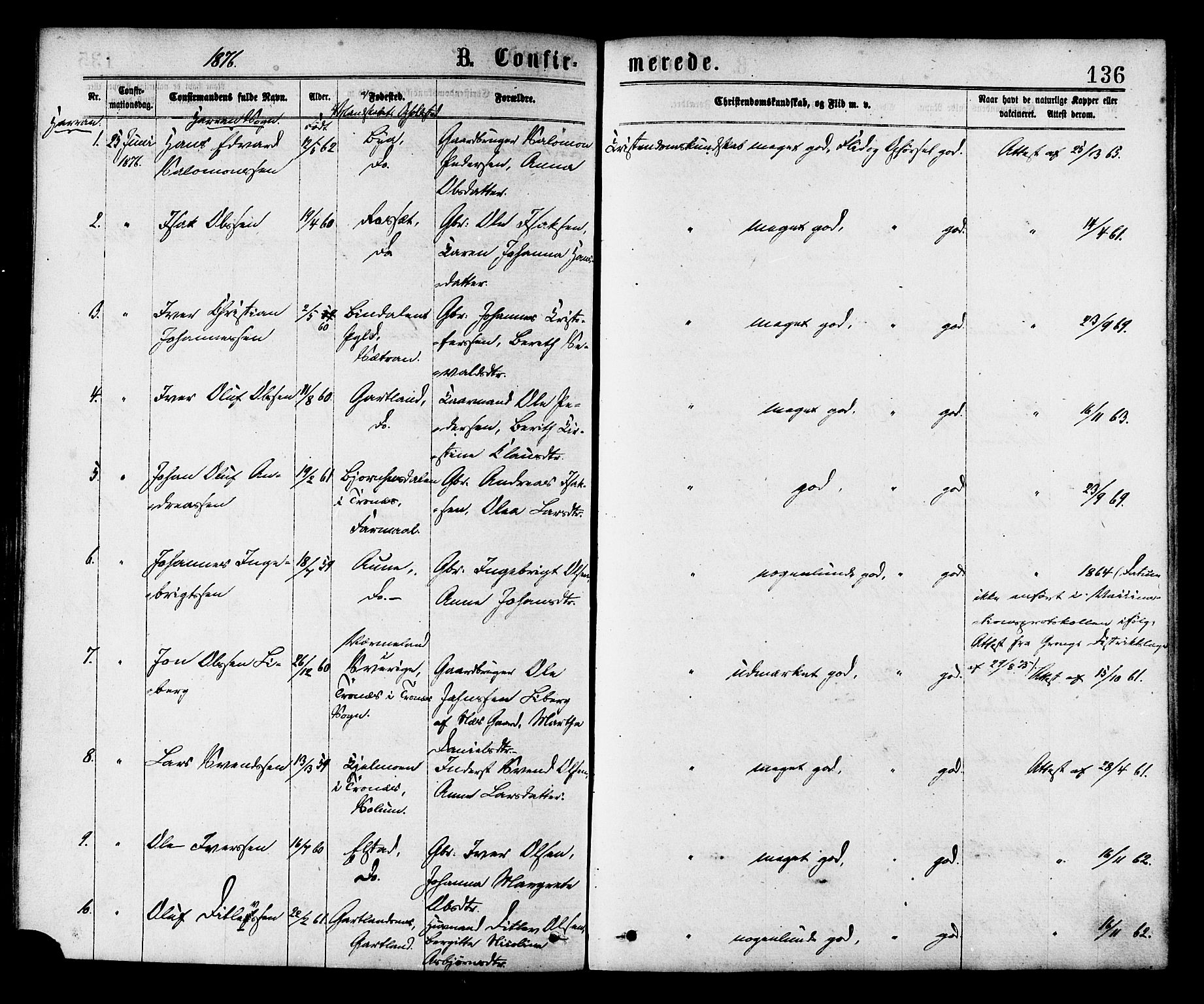 Ministerialprotokoller, klokkerbøker og fødselsregistre - Nord-Trøndelag, AV/SAT-A-1458/758/L0516: Parish register (official) no. 758A03 /1, 1869-1879, p. 136