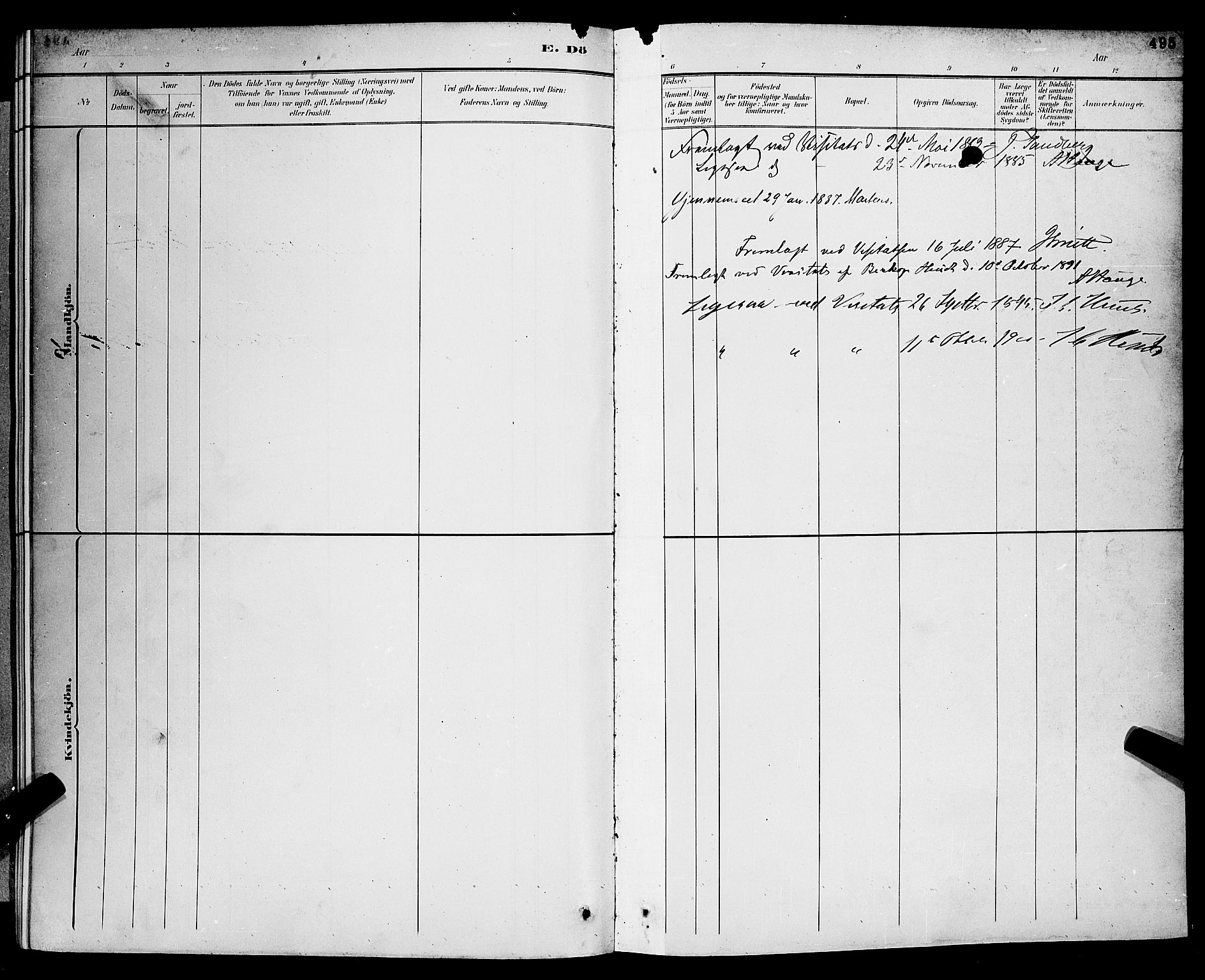 Gjerpen kirkebøker, SAKO/A-265/G/Ga/L0002: Parish register (copy) no. I 2, 1883-1900, p. 495
