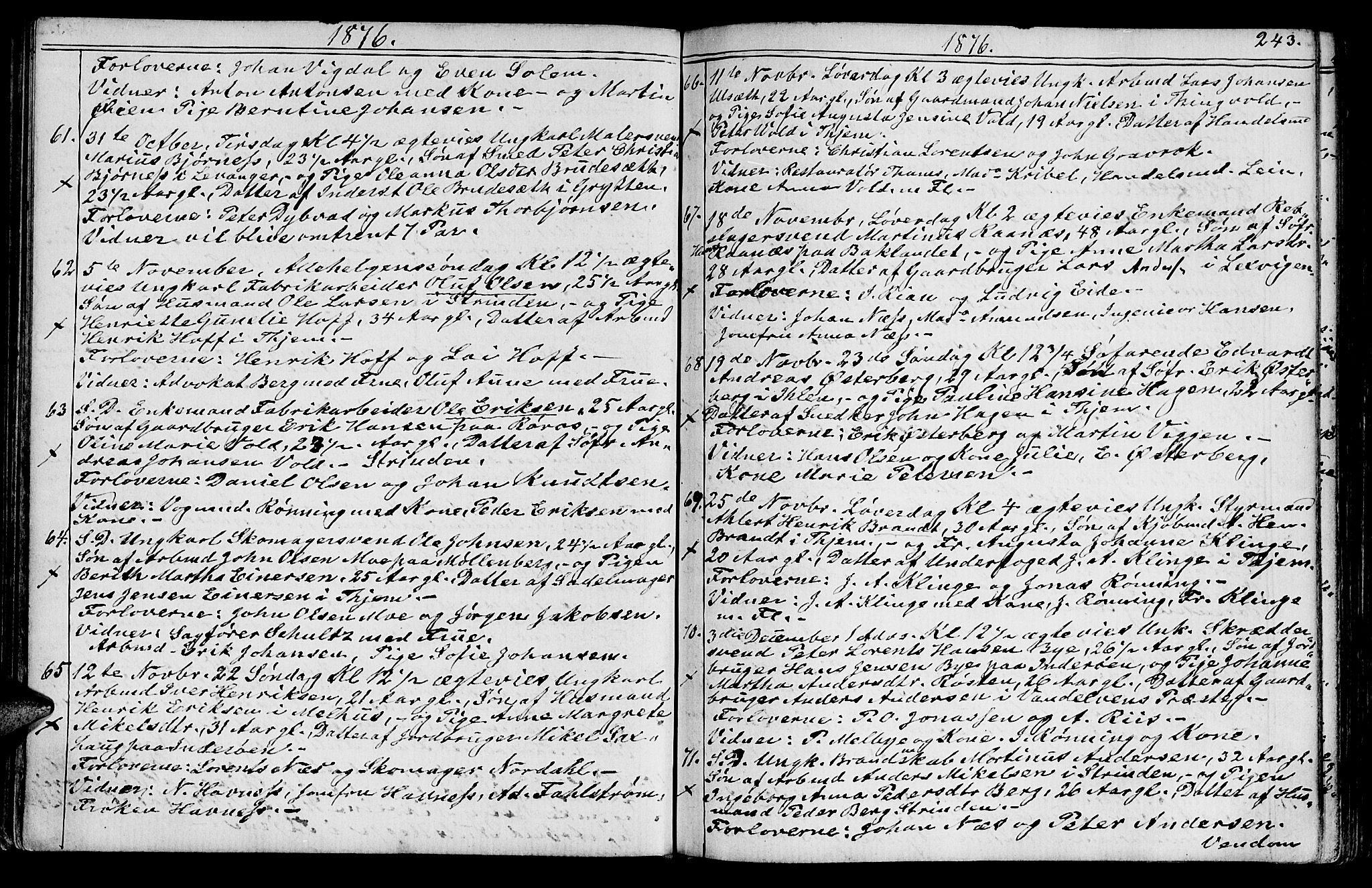 Ministerialprotokoller, klokkerbøker og fødselsregistre - Sør-Trøndelag, SAT/A-1456/602/L0142: Parish register (copy) no. 602C10, 1872-1894, p. 243