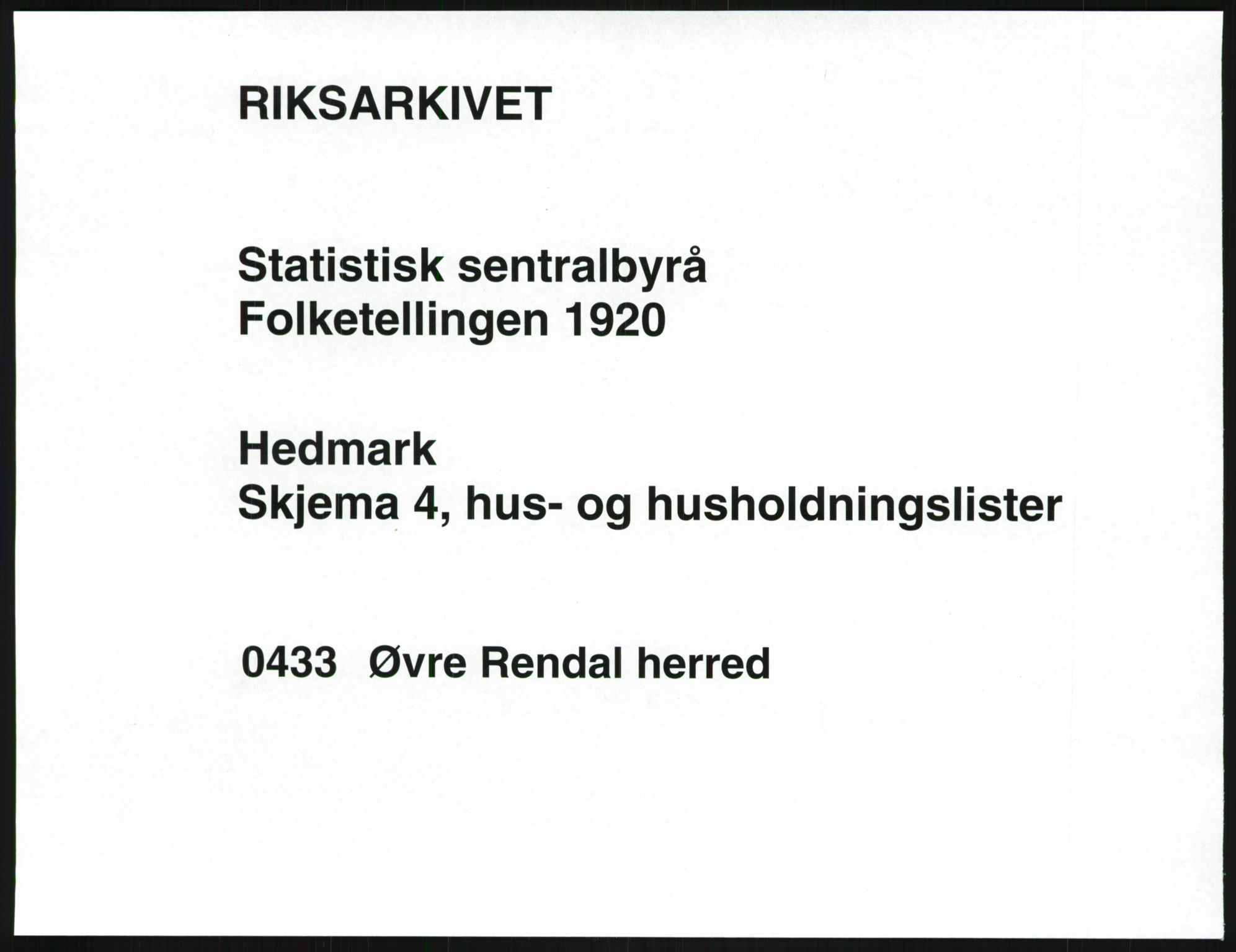 SAH, 1920 census for Øvre Rendal, 1920, p. 39