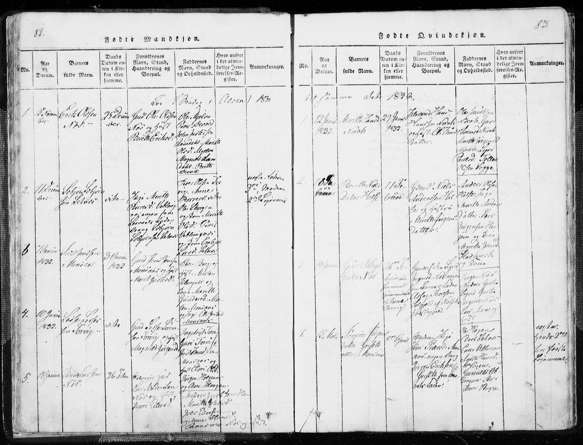 Ministerialprotokoller, klokkerbøker og fødselsregistre - Møre og Romsdal, AV/SAT-A-1454/544/L0571: Parish register (official) no. 544A04, 1818-1853, p. 82-83