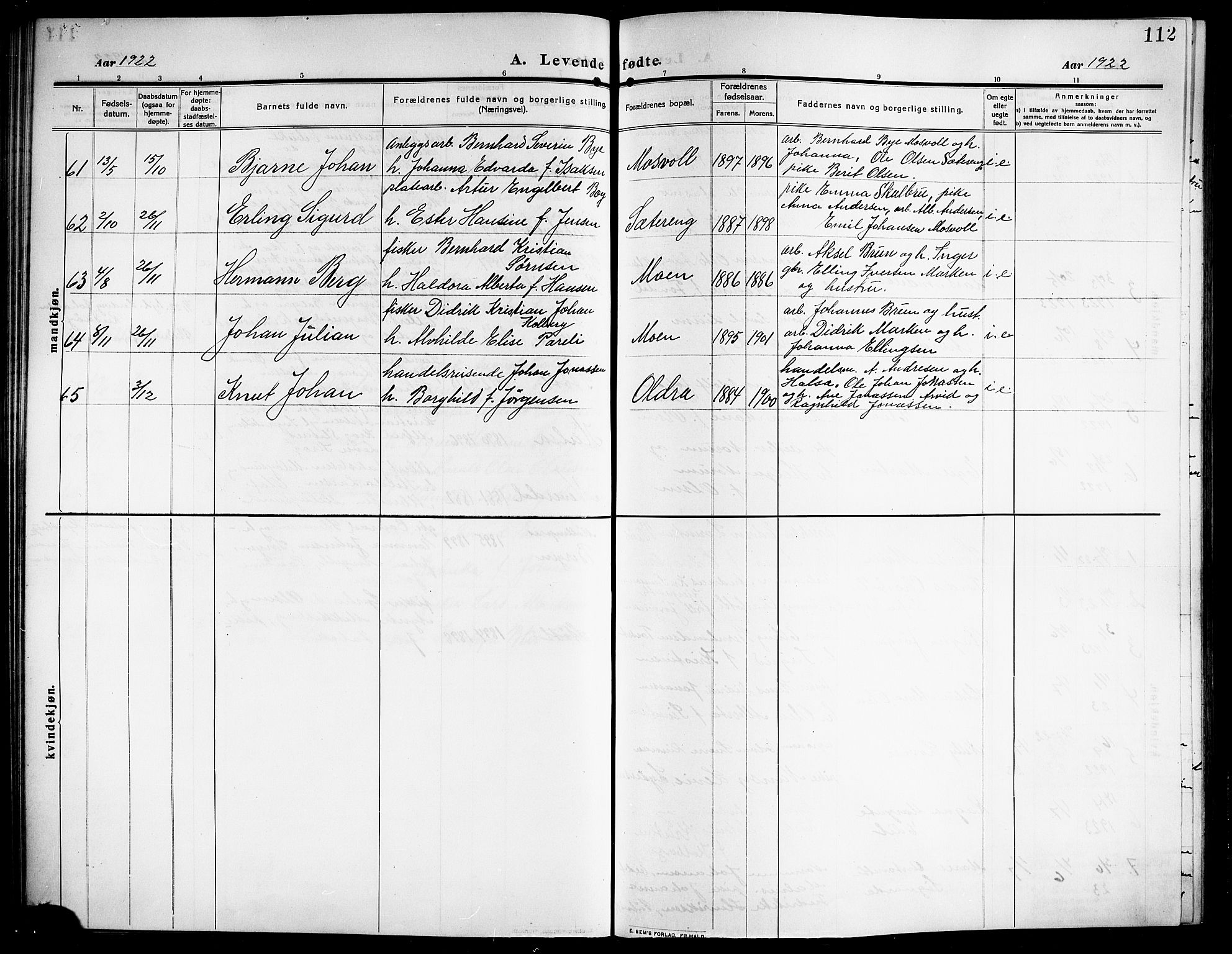 Ministerialprotokoller, klokkerbøker og fødselsregistre - Nordland, SAT/A-1459/843/L0639: Parish register (copy) no. 843C08, 1908-1924, p. 112