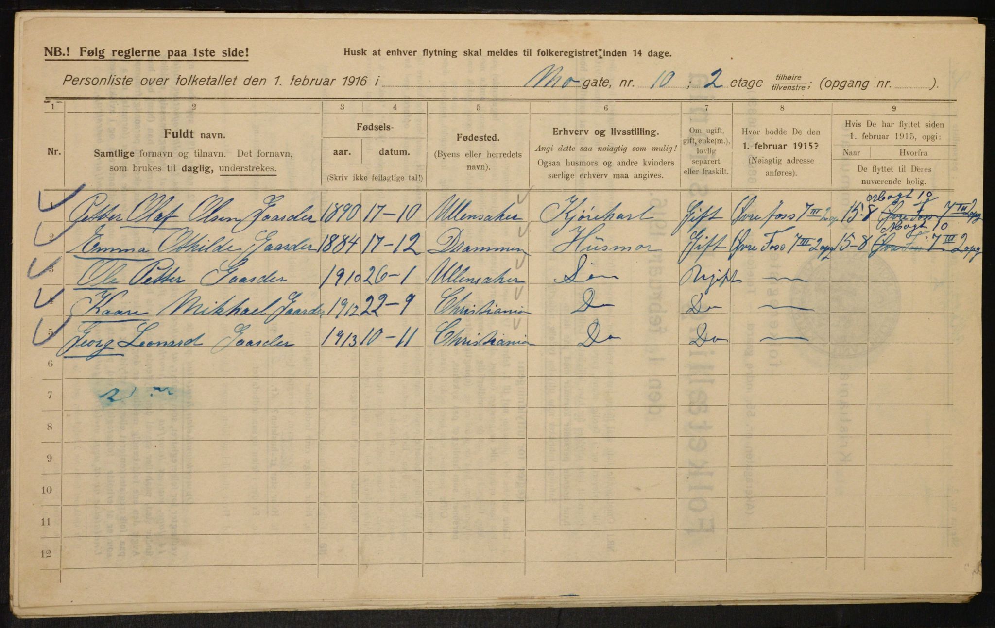 OBA, Municipal Census 1916 for Kristiania, 1916, p. 67038