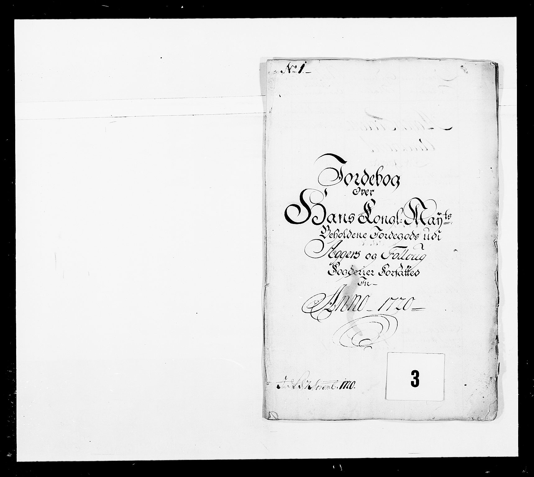 Stattholderembetet 1572-1771, RA/EA-2870/Ek/L0038/0001: Jordebøker o.a. 1720-1728 vedkommende krongodset: / Krongods i Akershus bispedømme og Kristiansand bispedømme, 1720-1722, p. 3