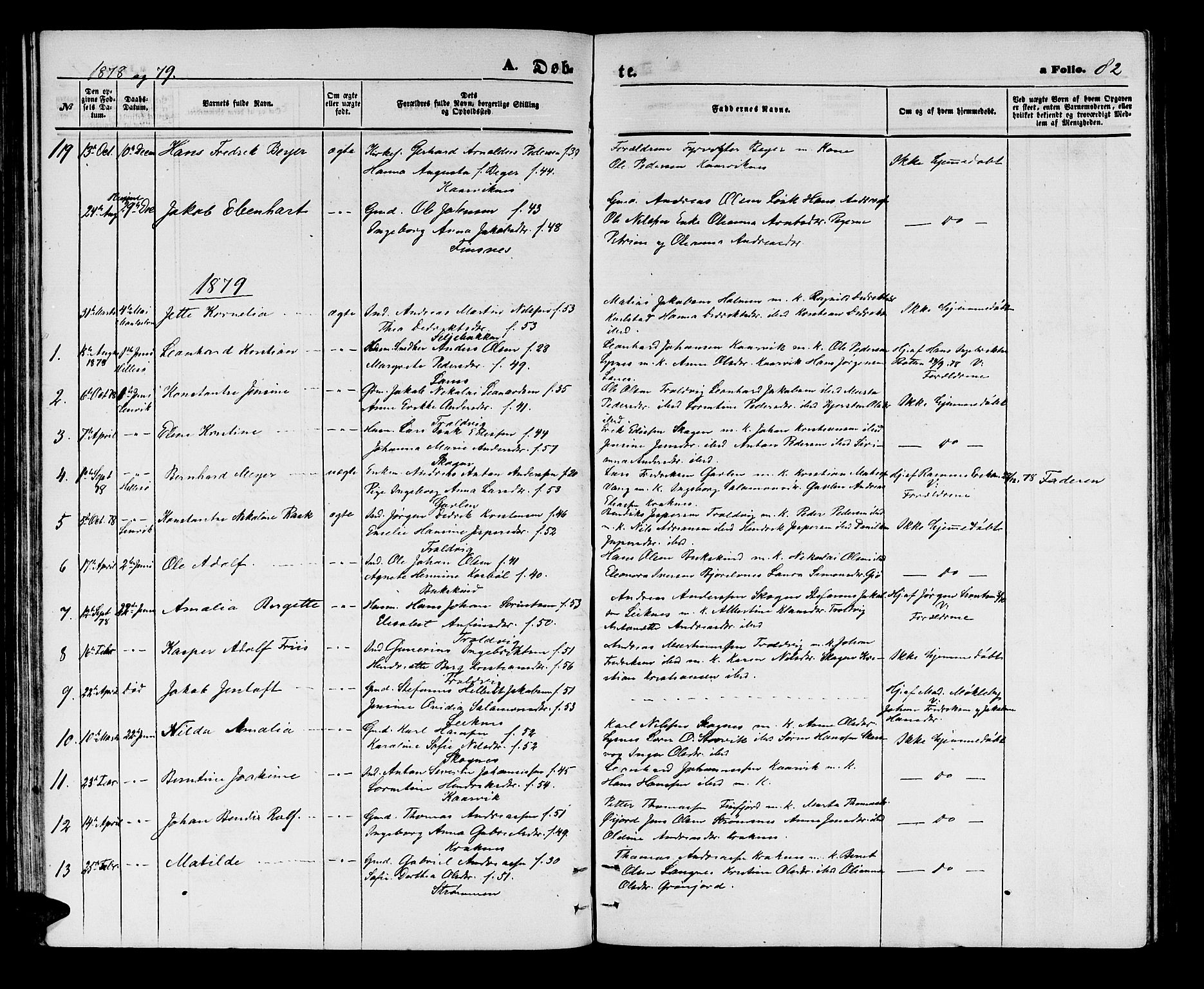 Lenvik sokneprestembete, SATØ/S-1310/H/Ha/Hab/L0005klokker: Parish register (copy) no. 5, 1870-1880, p. 82
