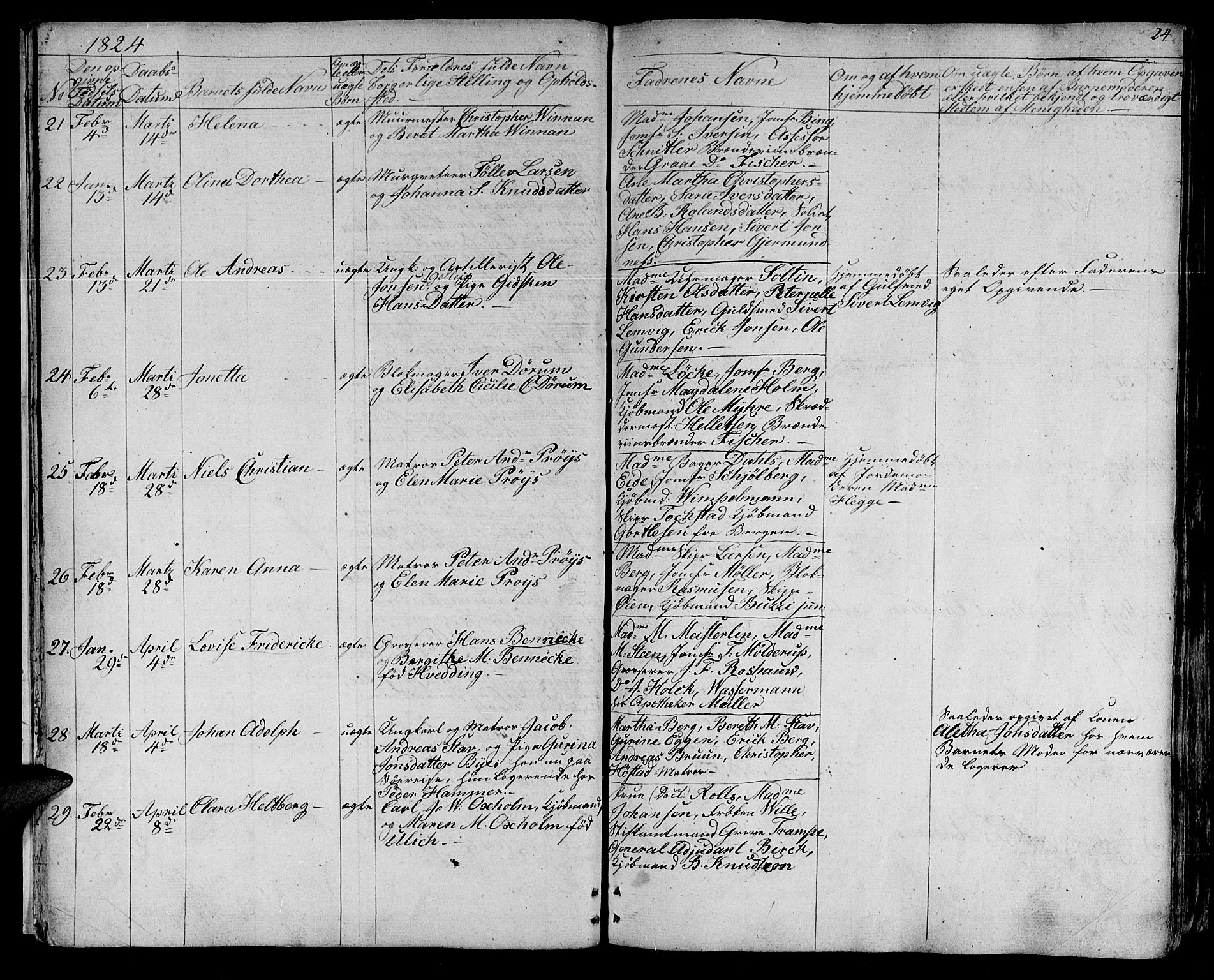 Ministerialprotokoller, klokkerbøker og fødselsregistre - Sør-Trøndelag, SAT/A-1456/602/L0108: Parish register (official) no. 602A06, 1821-1839, p. 24