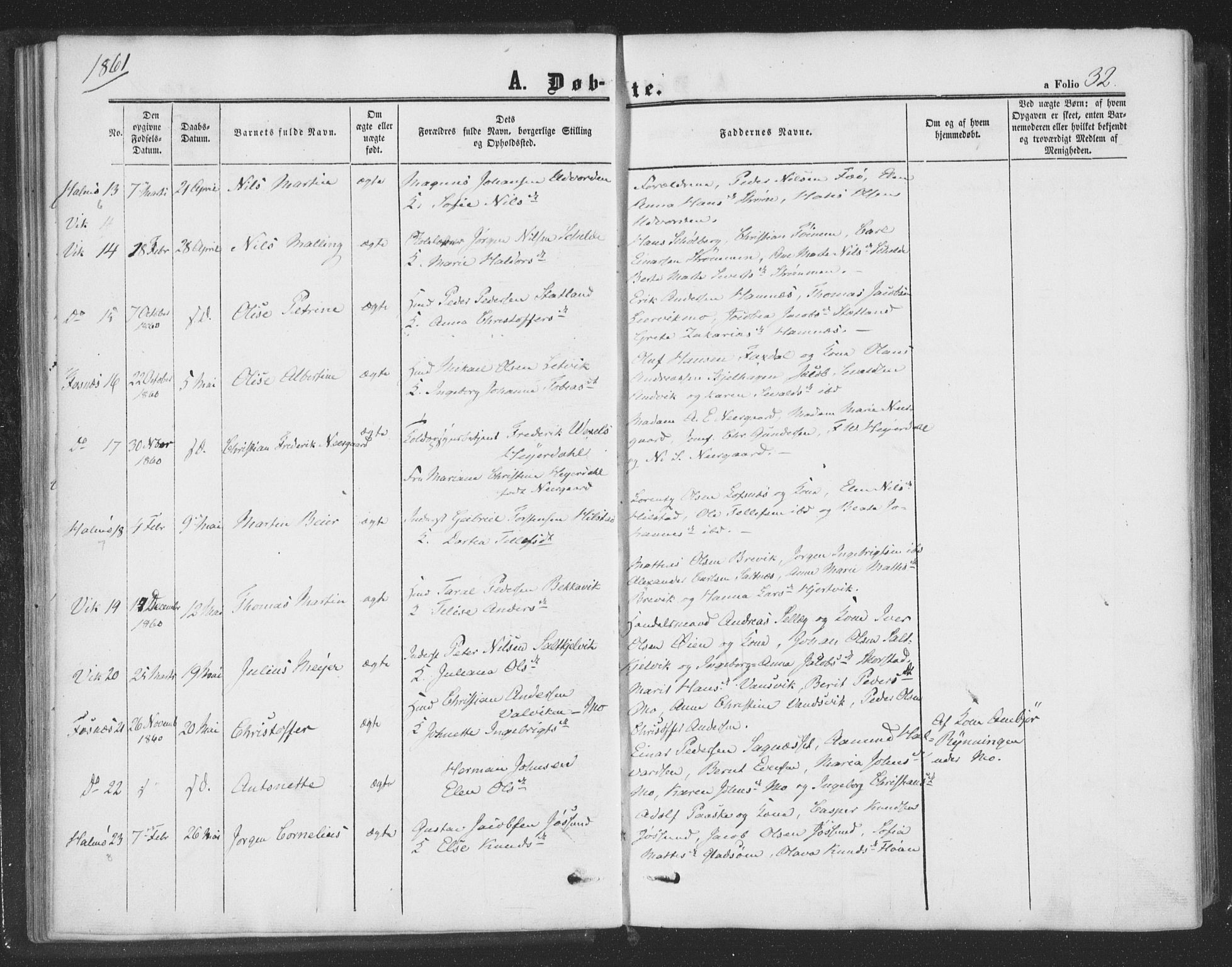 Ministerialprotokoller, klokkerbøker og fødselsregistre - Nord-Trøndelag, SAT/A-1458/773/L0615: Parish register (official) no. 773A06, 1857-1870, p. 32