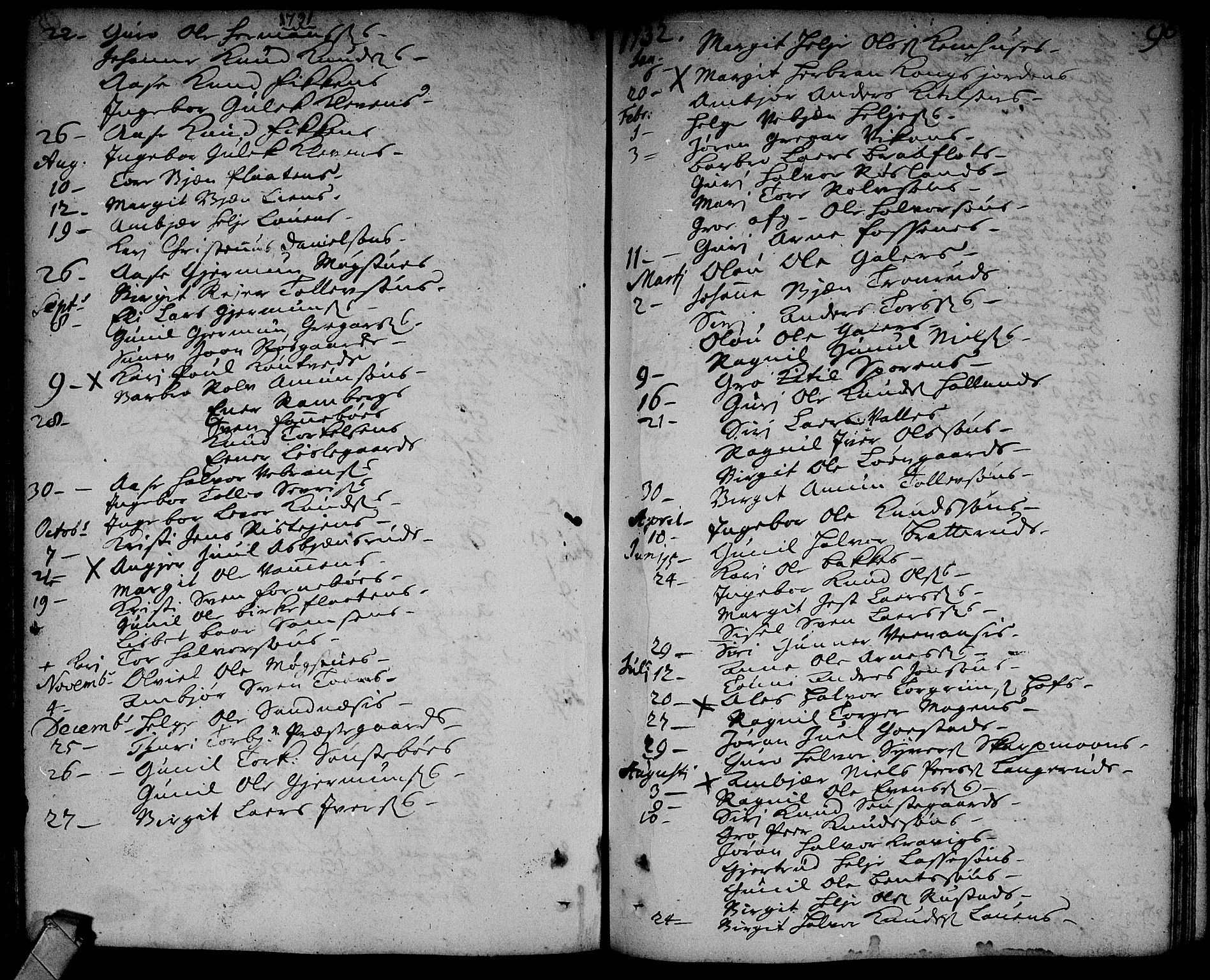 Rollag kirkebøker, SAKO/A-240/F/Fa/L0002: Parish register (official) no. I 2, 1714-1742, p. 96