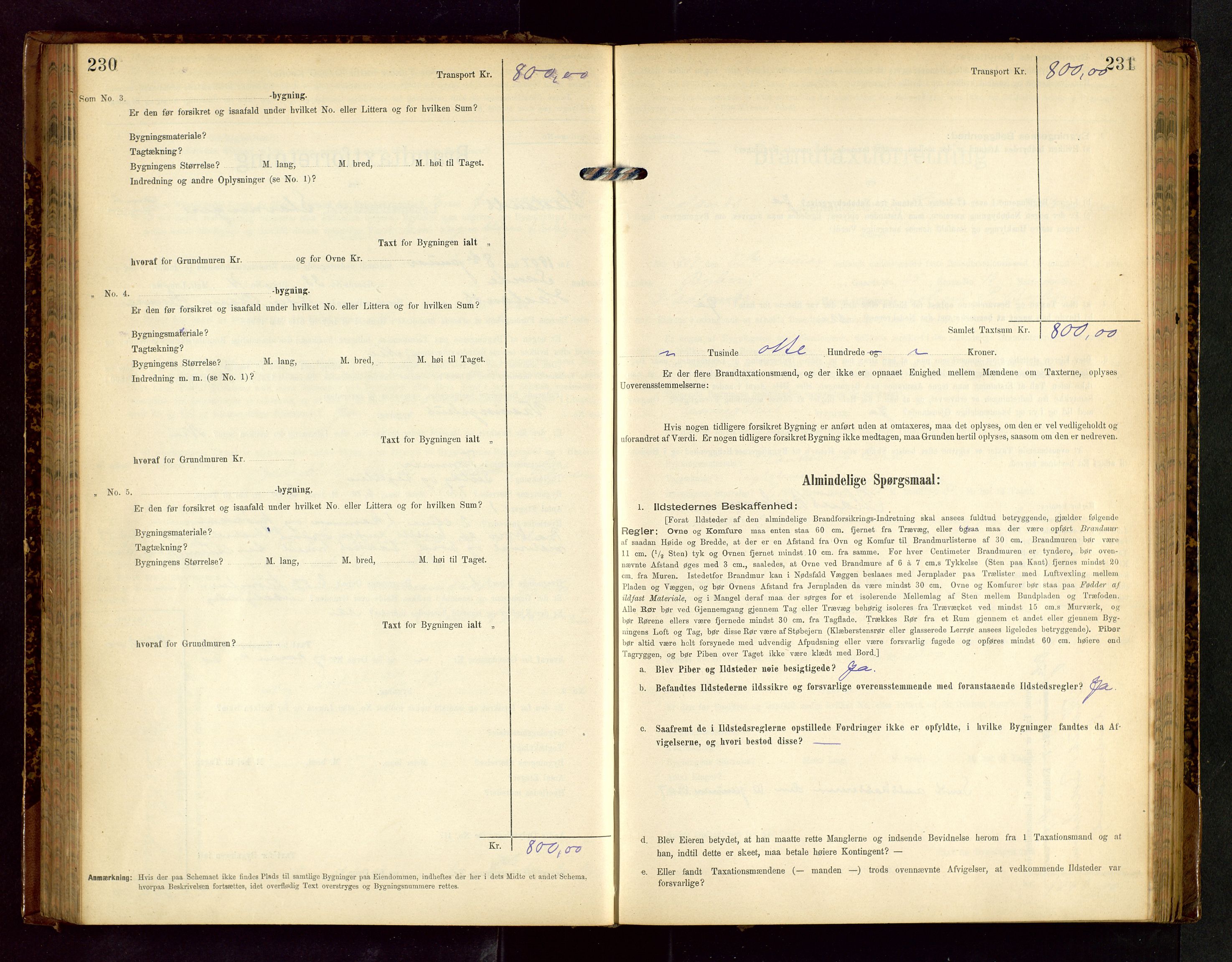 Håland lensmannskontor, SAST/A-100100/Gob/L0002: Branntakstprotokoll - skjematakst. Register i boken., 1902-1906, p. 230-231