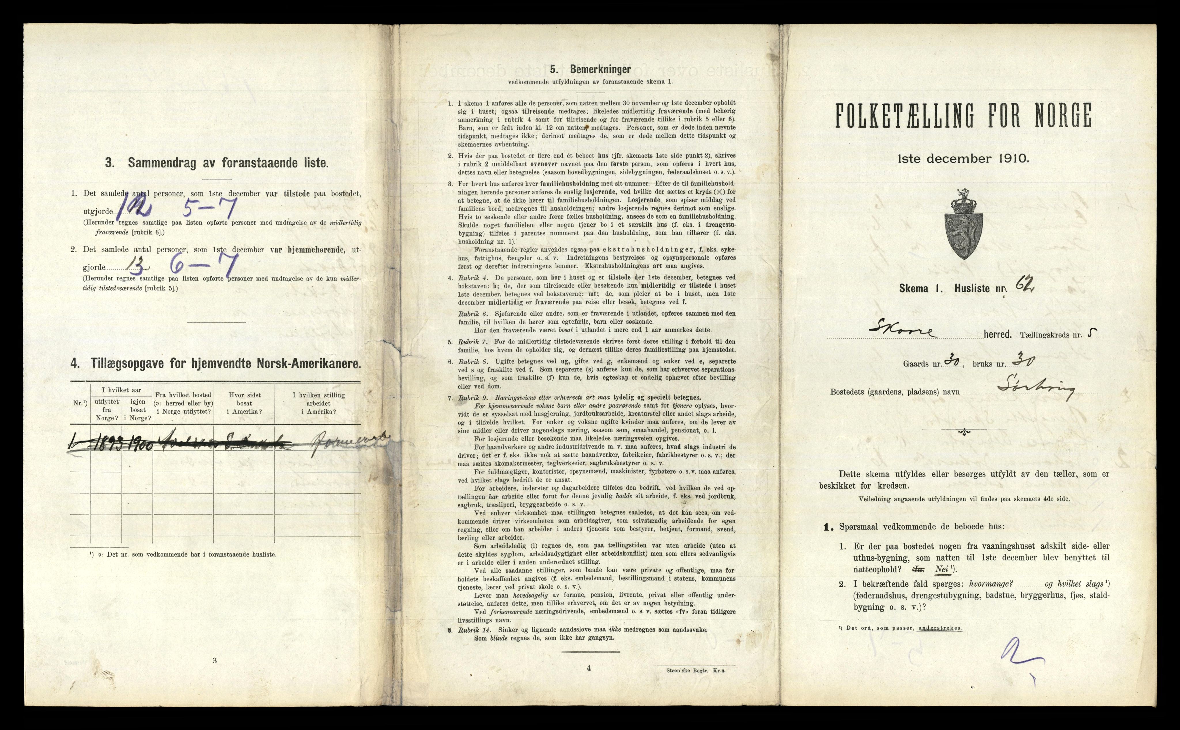 RA, 1910 census for Skåre, 1910, p. 476