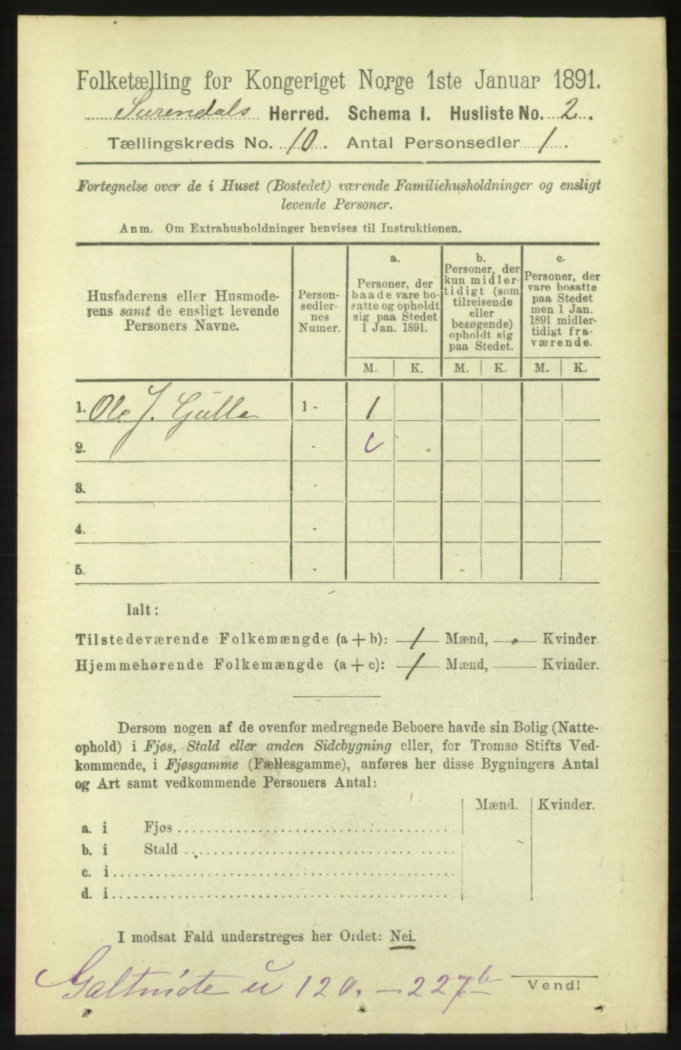 RA, 1891 census for 1566 Surnadal, 1891, p. 2506