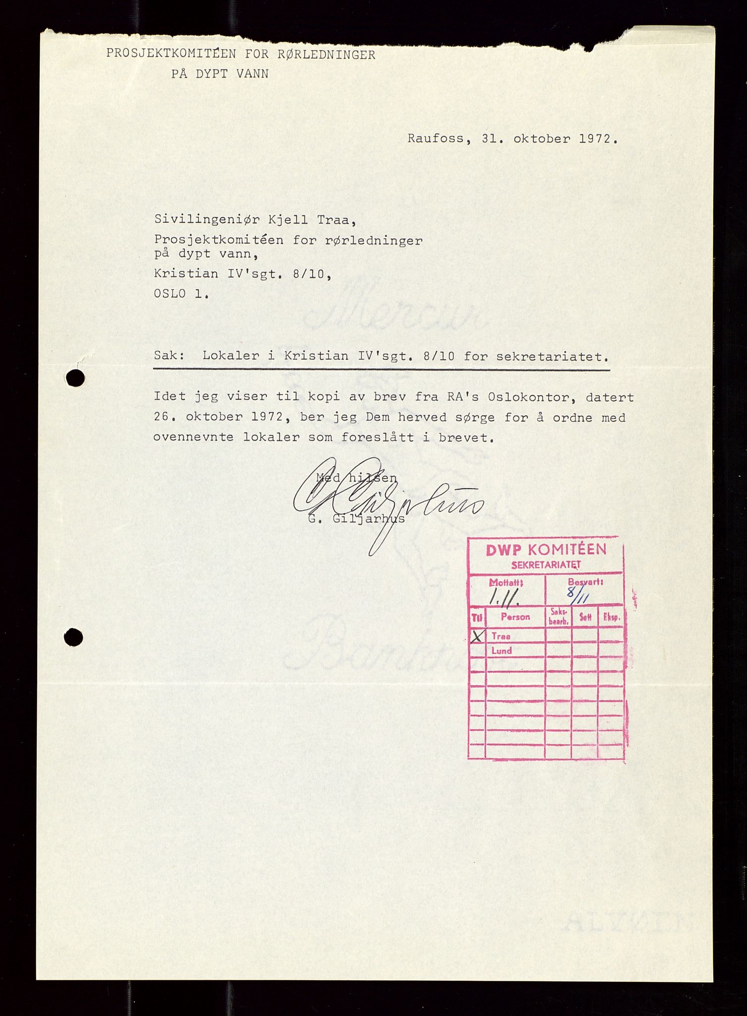 Industridepartementet, Oljekontoret, AV/SAST-A-101348/Di/L0002: DWP, måneds- kvartals- halvårs- og årsrapporter, økonomi, personell, div., 1972-1974, p. 587