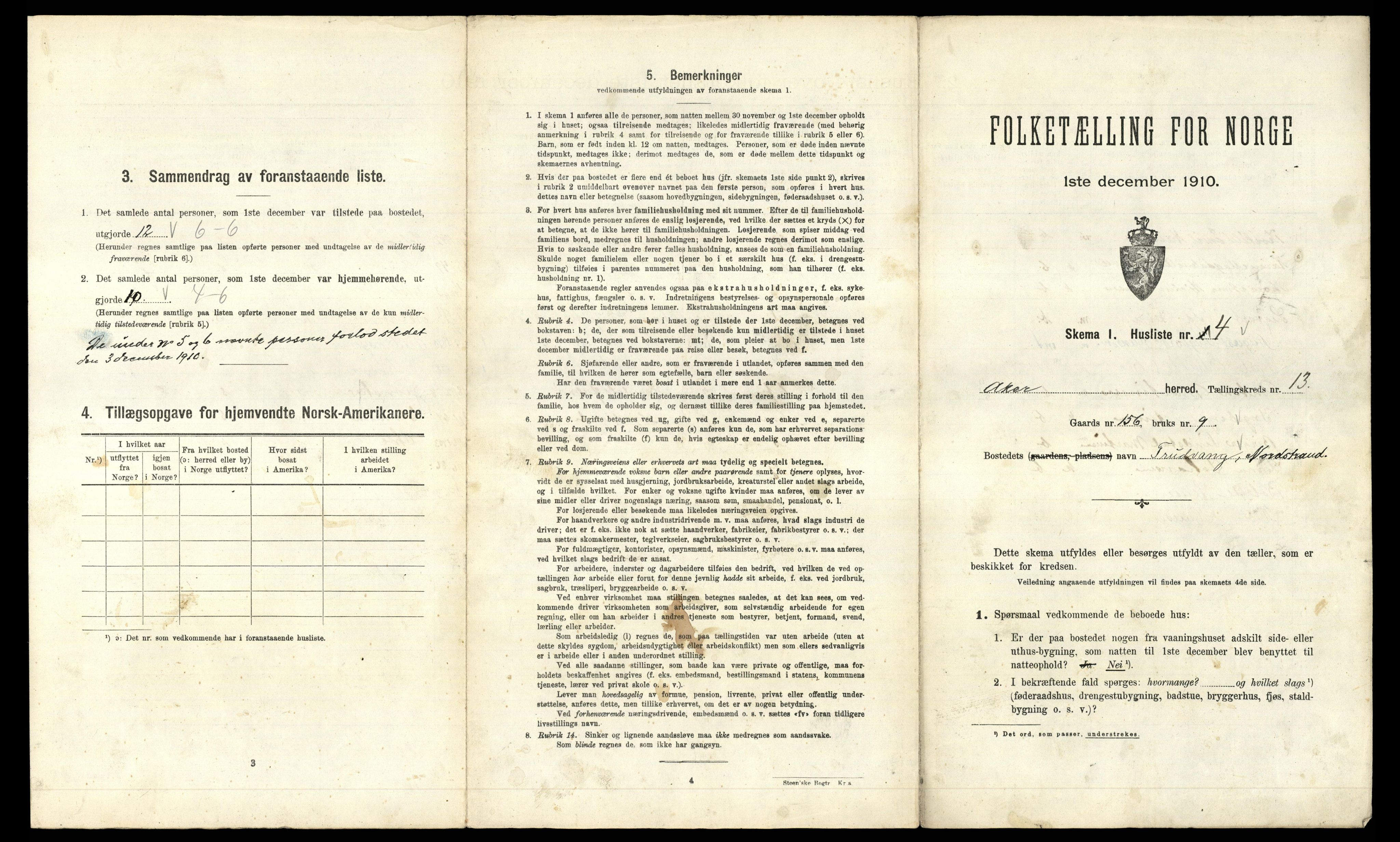 RA, 1910 census for Aker, 1910, p. 3937