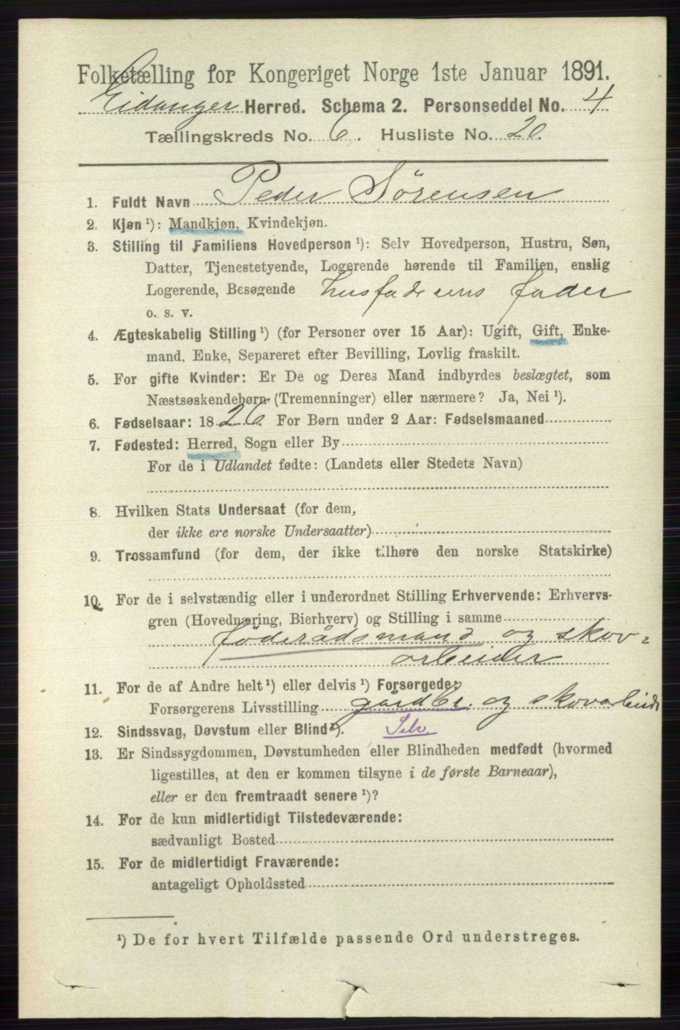 RA, 1891 census for 0813 Eidanger, 1891, p. 2717