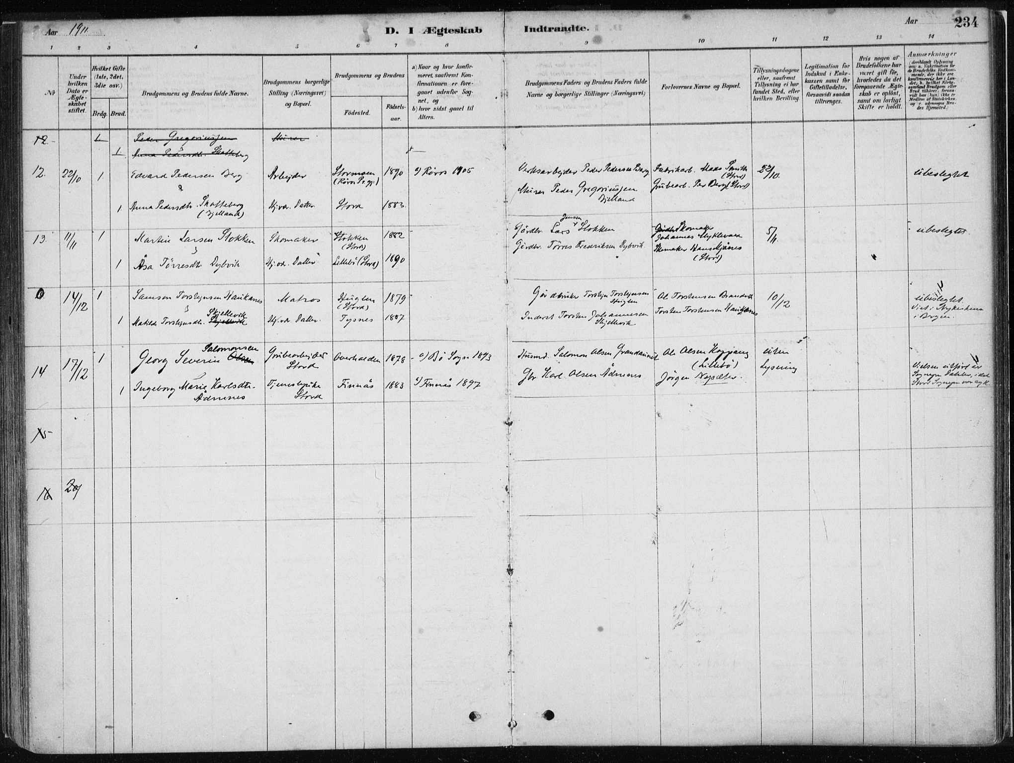 Stord sokneprestembete, AV/SAB-A-78201/H/Haa: Parish register (official) no. B 2, 1878-1913, p. 234