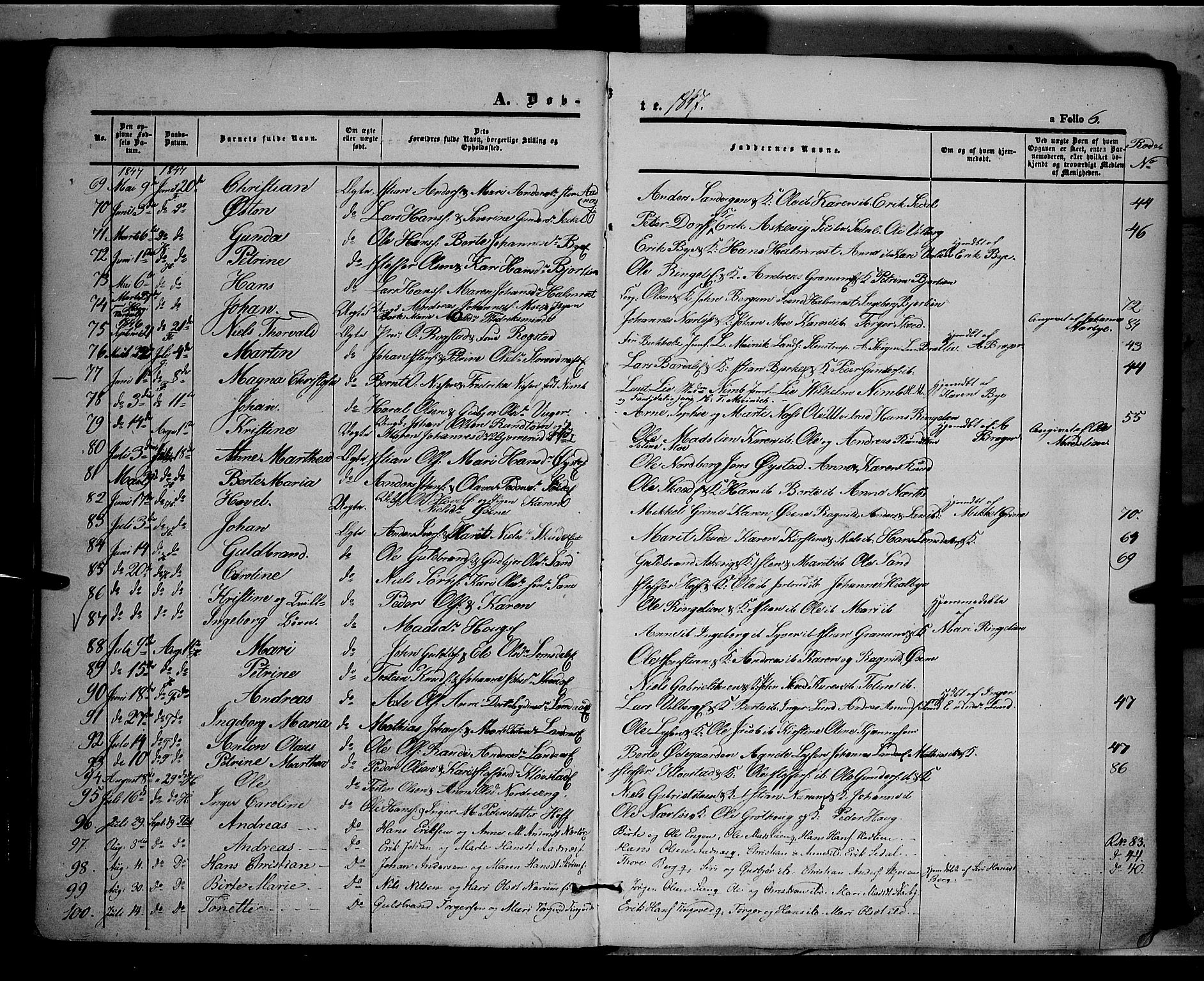 Land prestekontor, AV/SAH-PREST-120/H/Ha/Haa/L0009: Parish register (official) no. 9, 1847-1859, p. 6