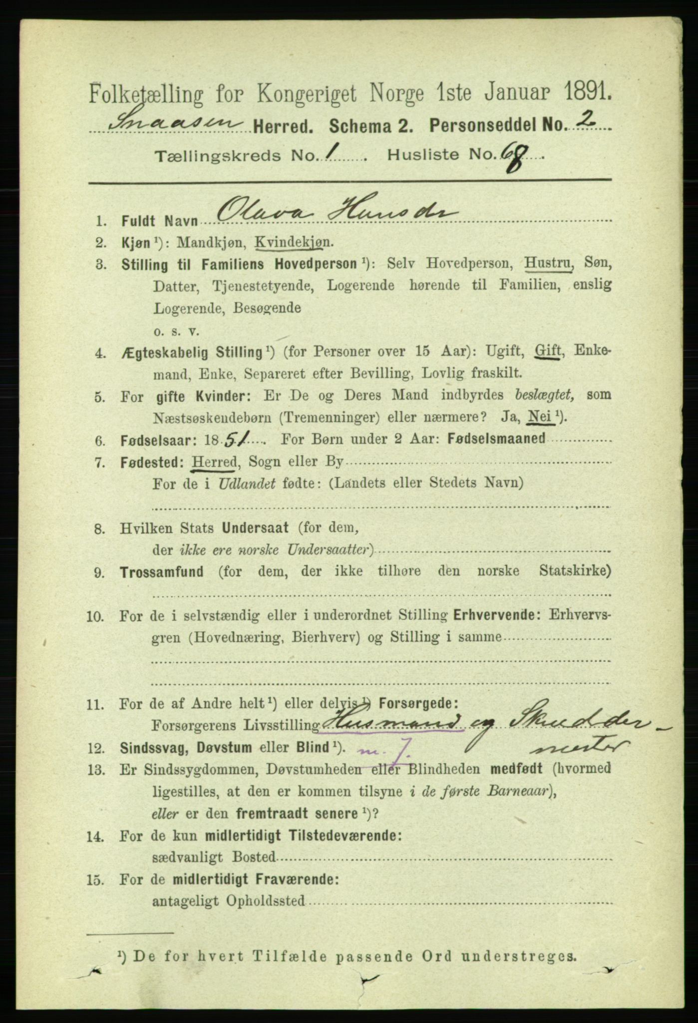 RA, 1891 census for 1736 Snåsa, 1891, p. 429