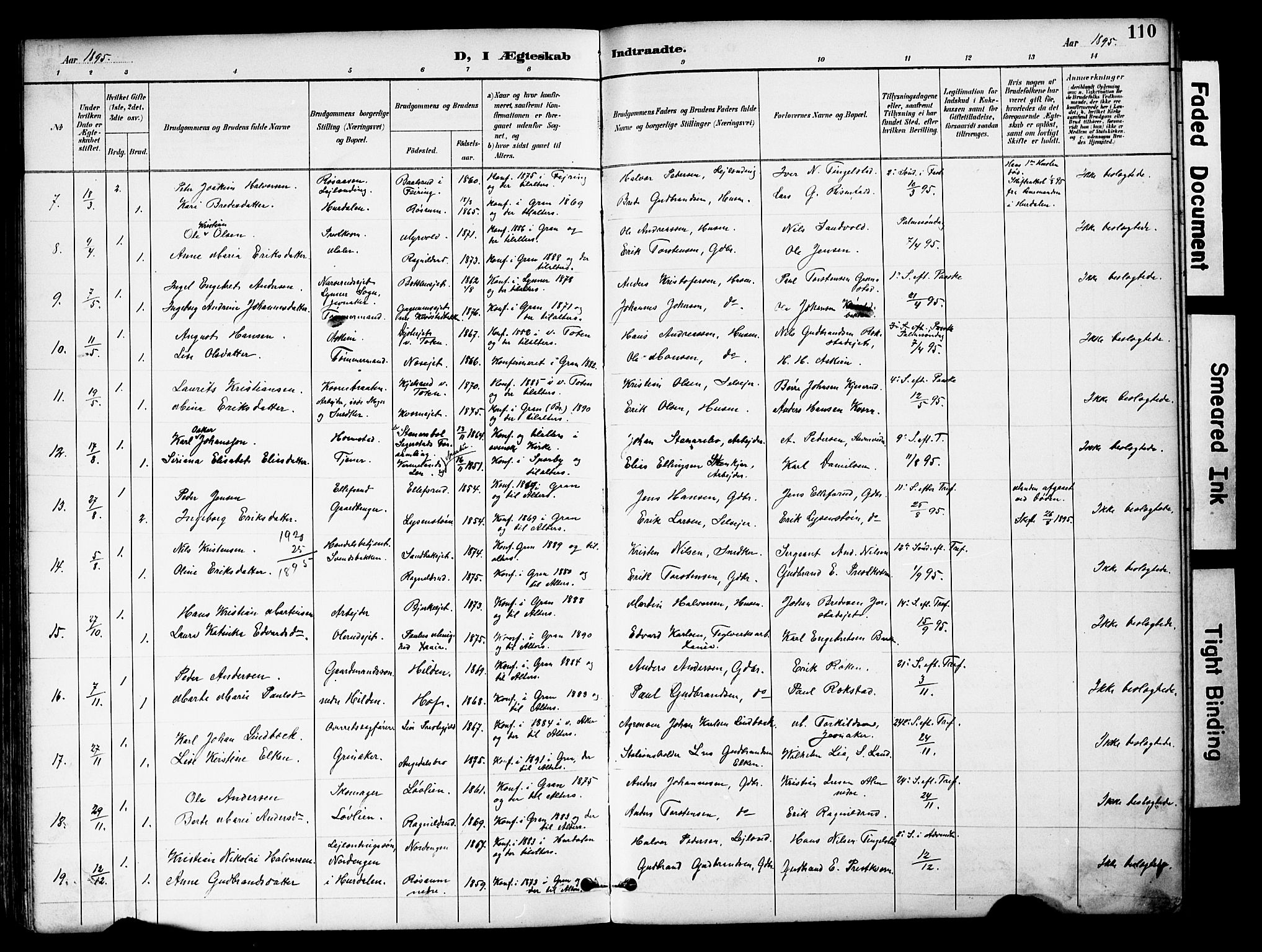 Brandbu prestekontor, SAH/PREST-114/H/Ha/Hab/L0006: Parish register (copy) no. 6, 1893-1902, p. 110