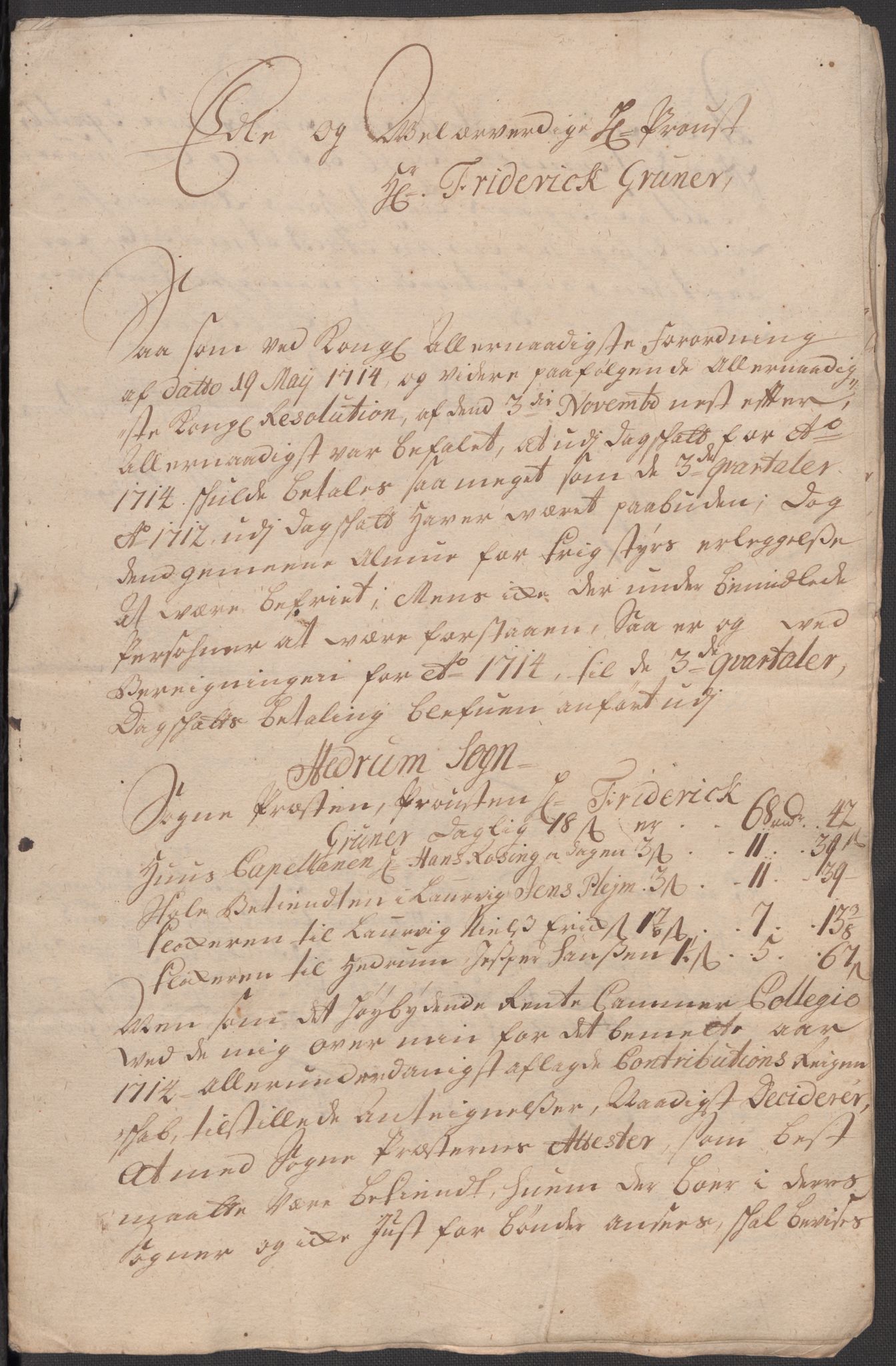 Rentekammeret inntil 1814, Reviderte regnskaper, Fogderegnskap, RA/EA-4092/R33/L1986: Fogderegnskap Larvik grevskap, 1714-1715, p. 252