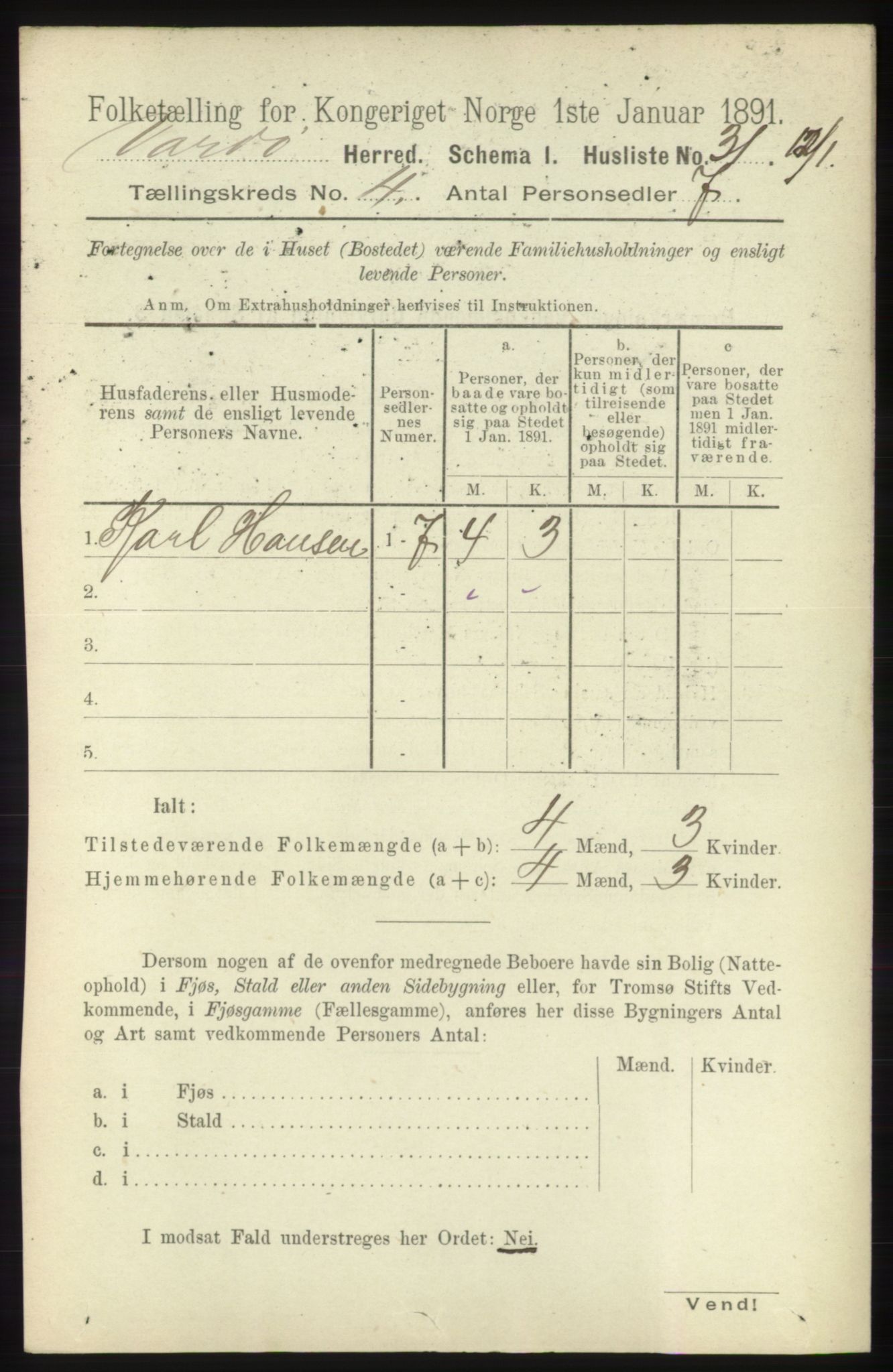 RA, 1891 census for 2028 Vardø, 1891, p. 1085
