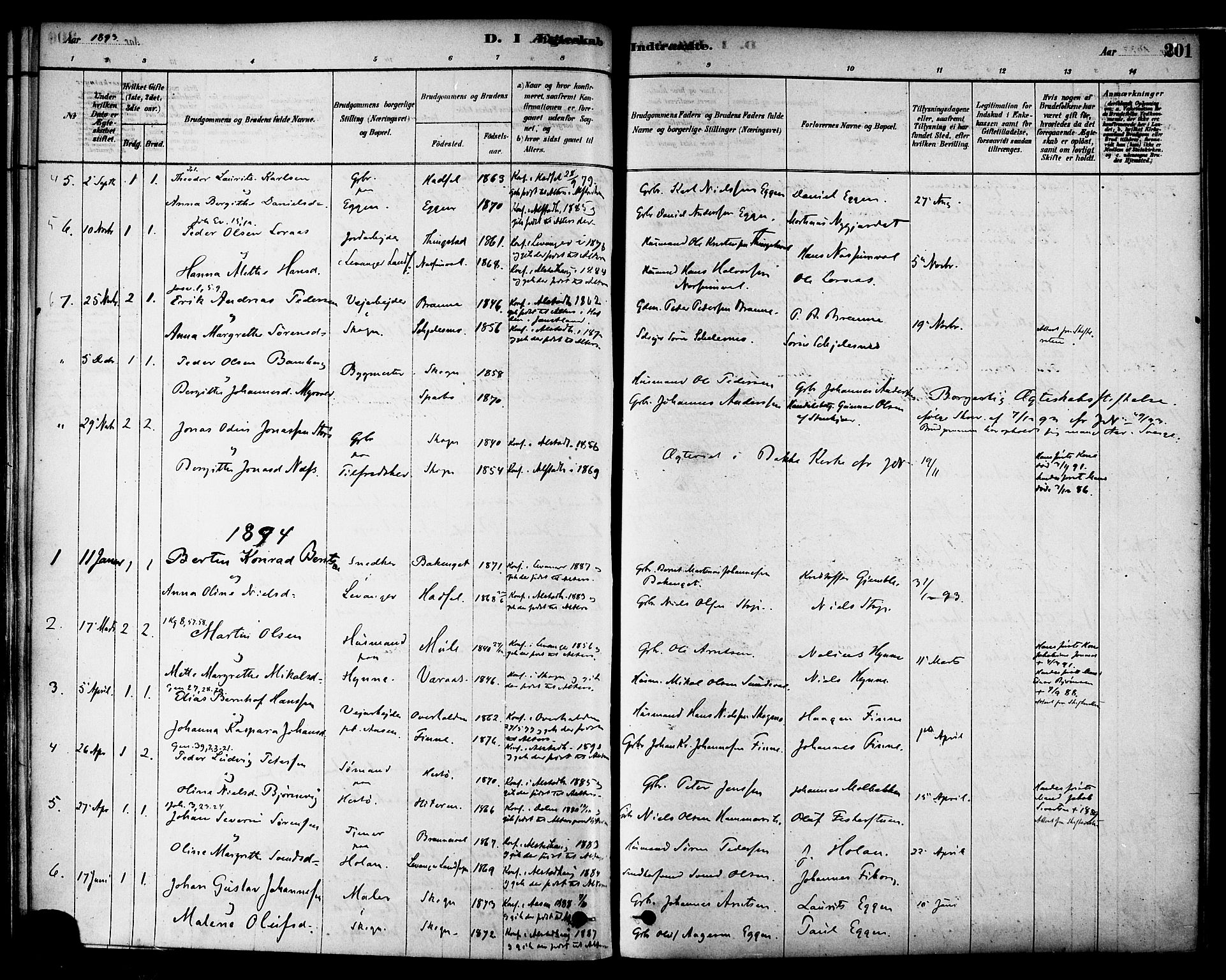 Ministerialprotokoller, klokkerbøker og fødselsregistre - Nord-Trøndelag, SAT/A-1458/717/L0159: Parish register (official) no. 717A09, 1878-1898, p. 201