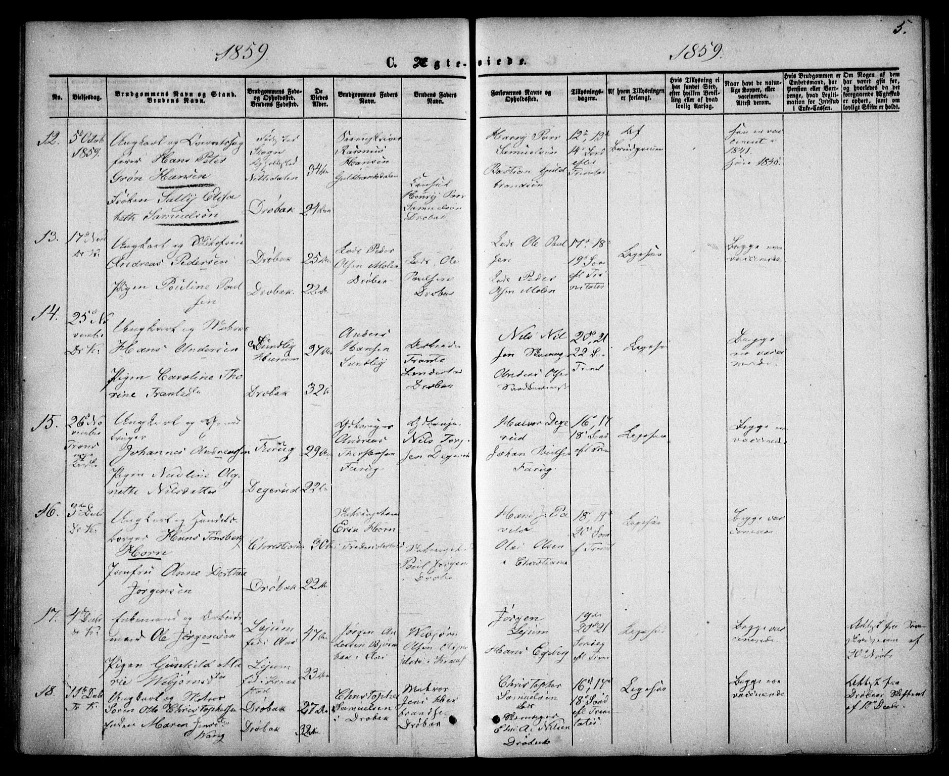 Drøbak prestekontor Kirkebøker, AV/SAO-A-10142a/F/Fa/L0002: Parish register (official) no. I 2, 1858-1870, p. 5