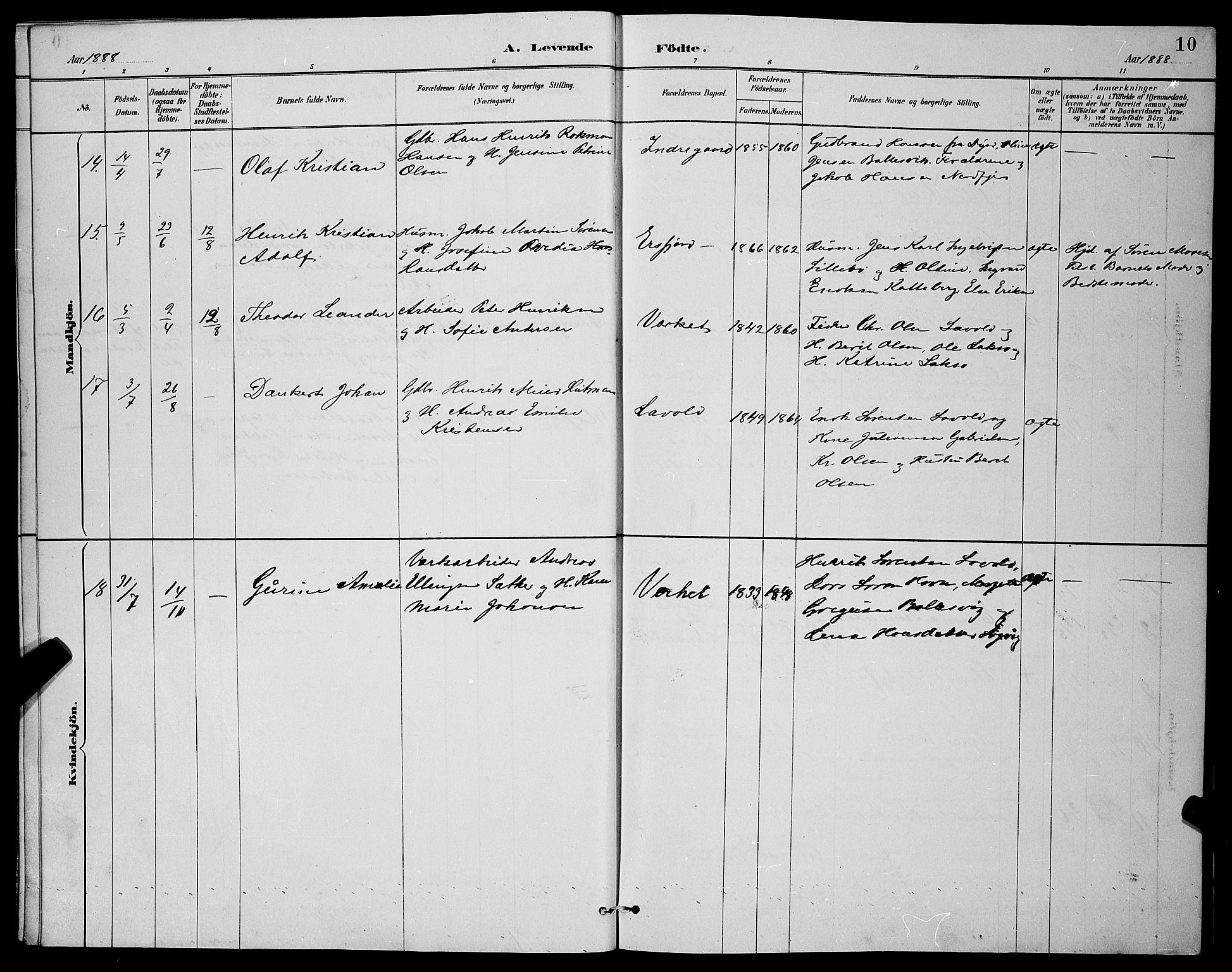 Berg sokneprestkontor, SATØ/S-1318/G/Ga/Gab/L0004klokker: Parish register (copy) no. 4, 1887-1897, p. 10