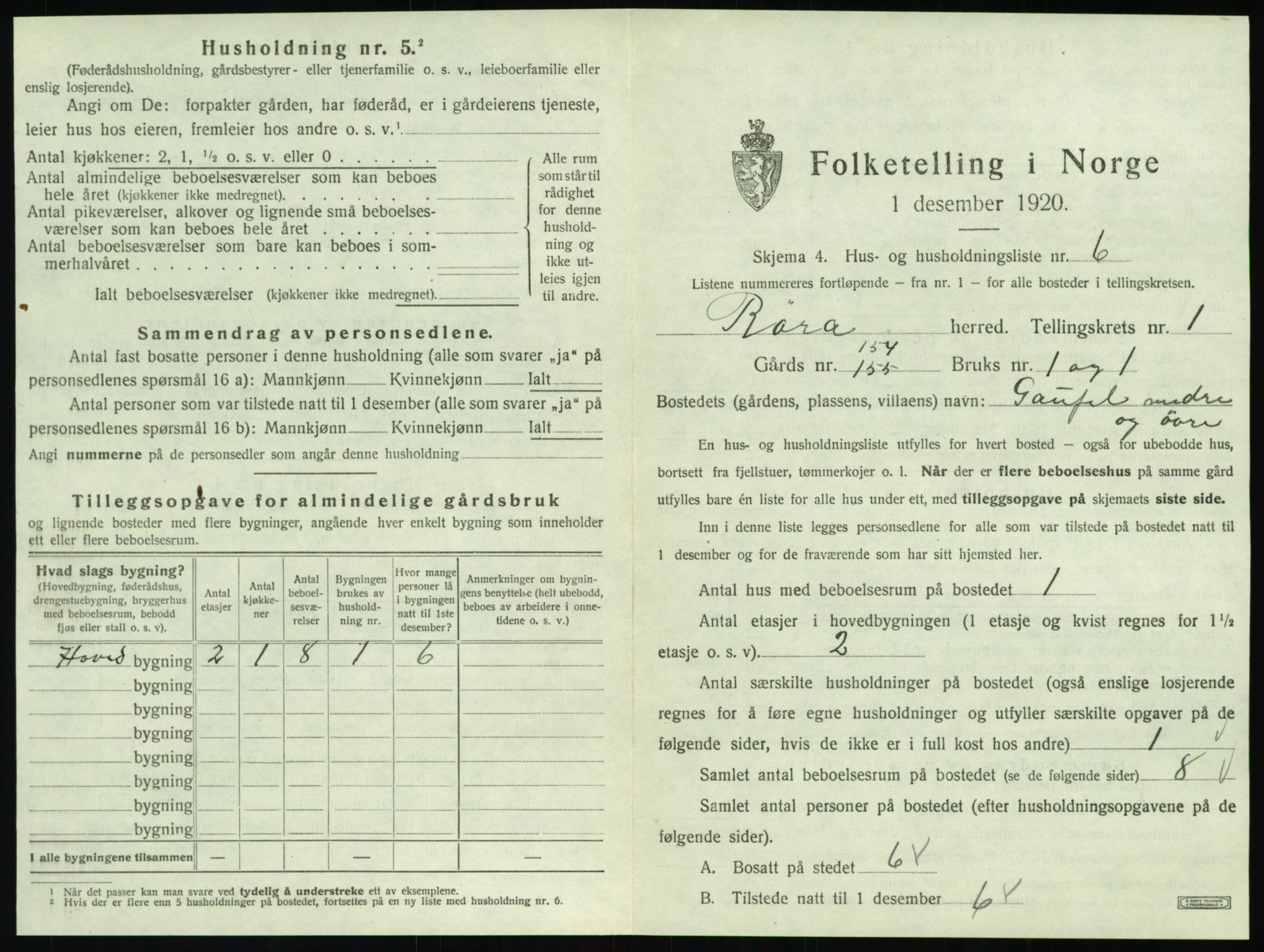 SAT, 1920 census for Røra, 1920, p. 33