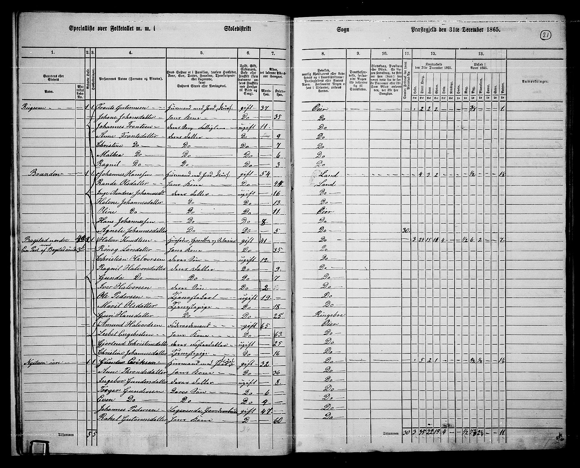 RA, 1865 census for Øyer, 1865, p. 18