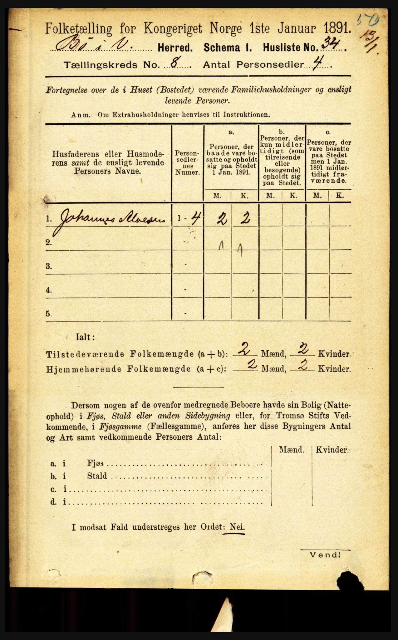 RA, 1891 census for 1867 Bø, 1891, p. 2980