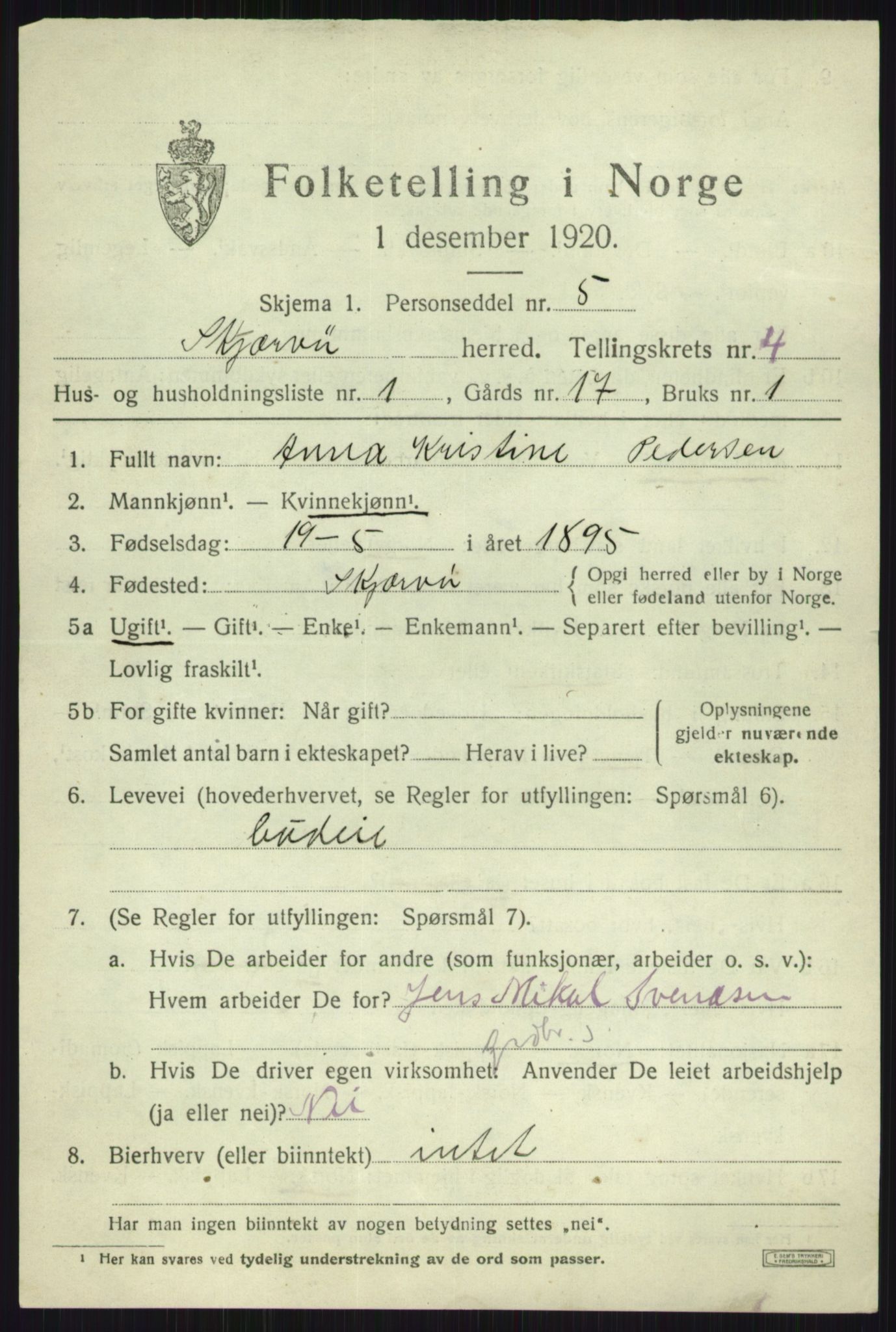 SATØ, 1920 census for Skjervøy, 1920, p. 2437