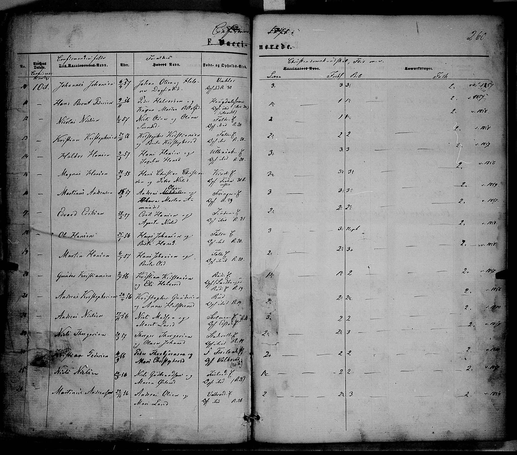 Nordre Land prestekontor, AV/SAH-PREST-124/H/Ha/Haa/L0001: Parish register (official) no. 1, 1860-1871, p. 260