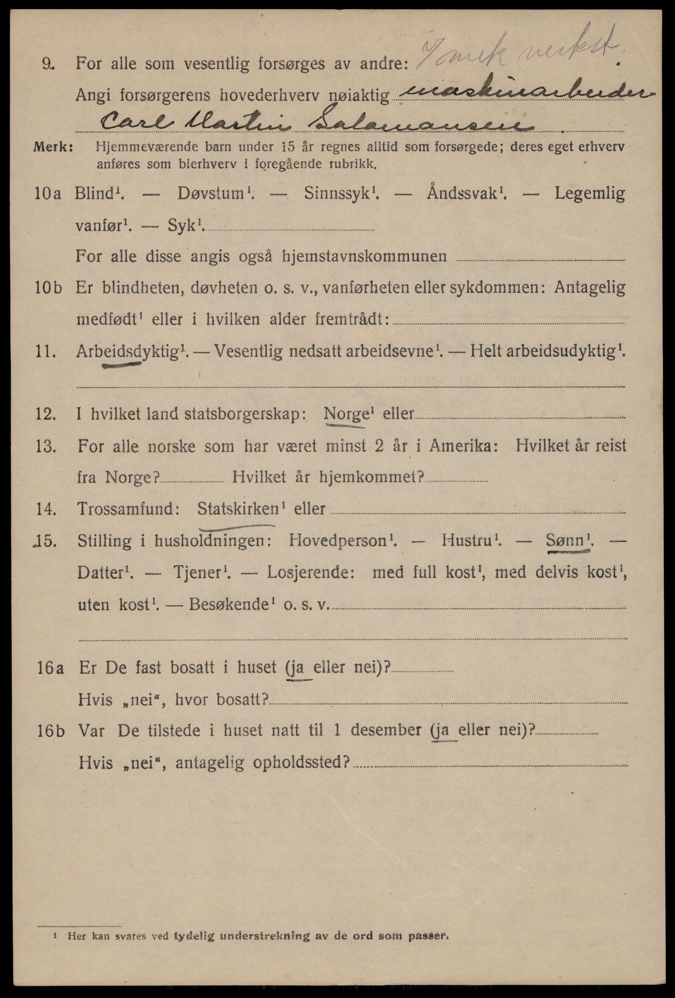 SAST, 1920 census for Stavanger, 1920, p. 93963