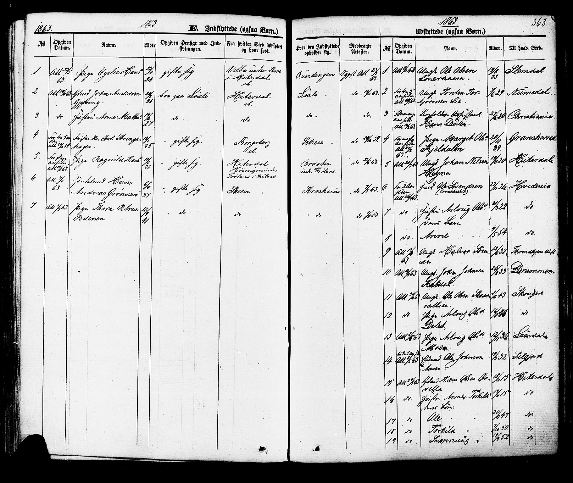 Hjartdal kirkebøker, SAKO/A-270/F/Fa/L0009: Parish register (official) no. I 9, 1860-1879, p. 363