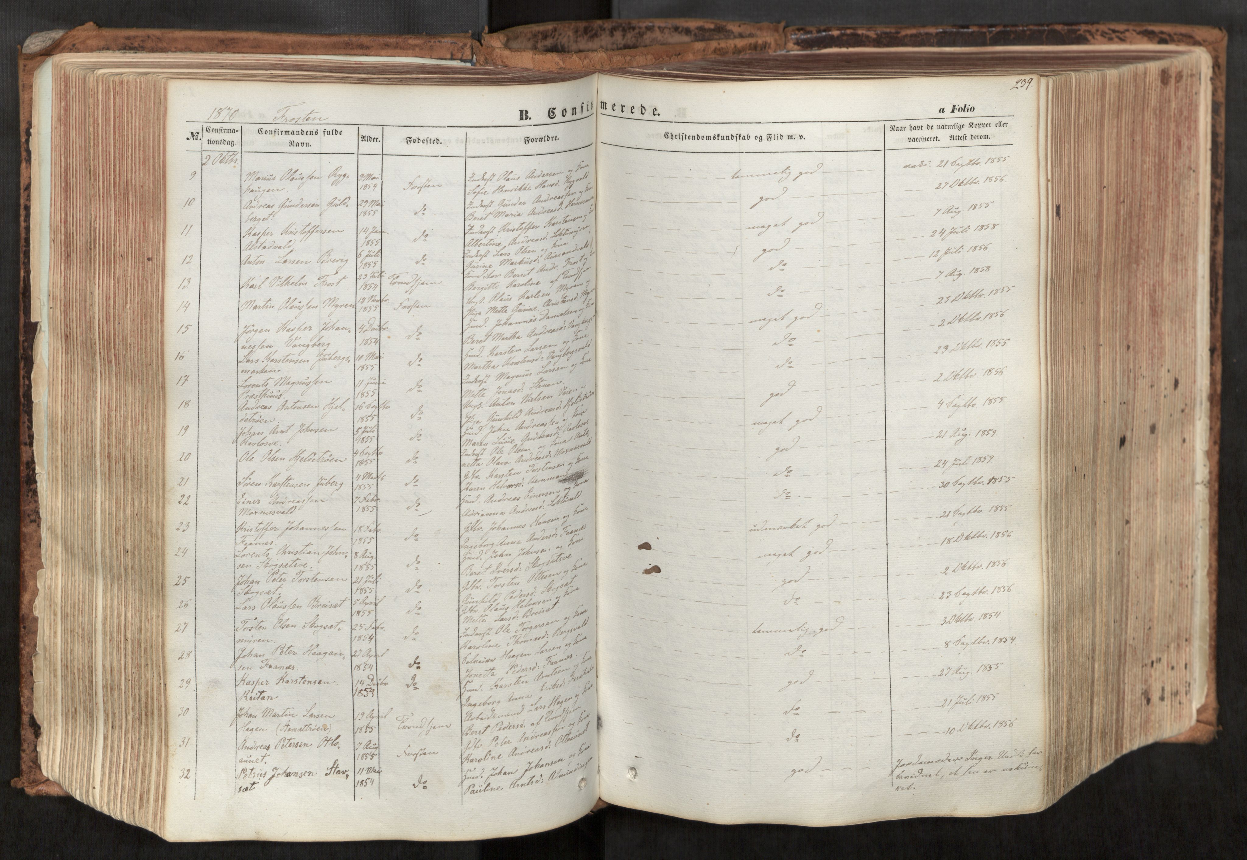 Ministerialprotokoller, klokkerbøker og fødselsregistre - Nord-Trøndelag, SAT/A-1458/713/L0116: Parish register (official) no. 713A07, 1850-1877, p. 239