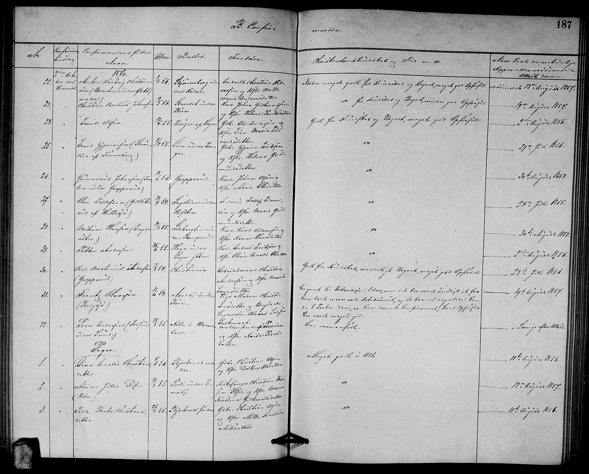 Høland prestekontor Kirkebøker, AV/SAO-A-10346a/G/Ga/L0006: Parish register (copy) no. I 6, 1869-1879, p. 187