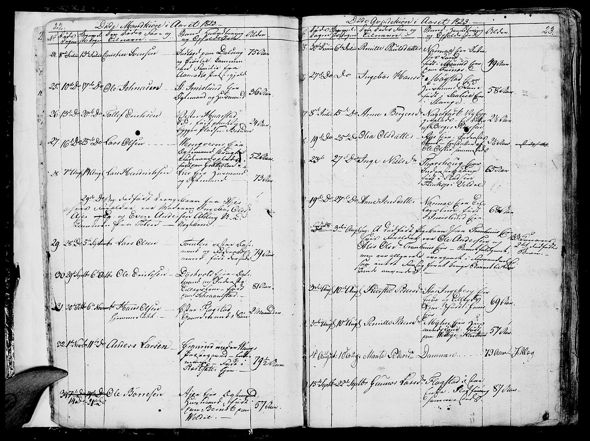 Vang prestekontor, Hedmark, SAH/PREST-008/H/Ha/Hab/L0006: Parish register (copy) no. 6, 1819-1832, p. 22-23