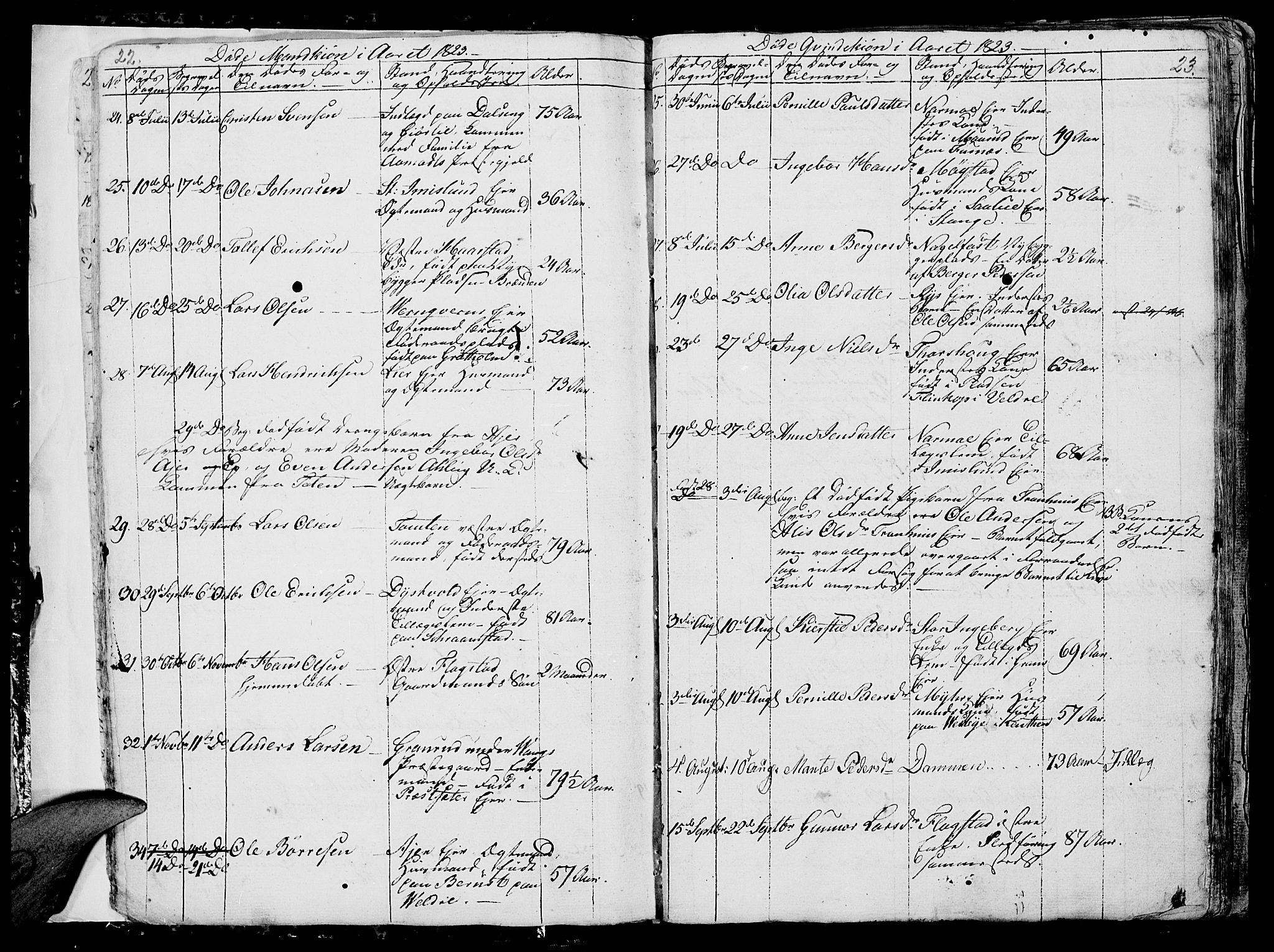 Vang prestekontor, Hedmark, AV/SAH-PREST-008/H/Ha/Hab/L0006: Parish register (copy) no. 6, 1819-1832, p. 22-23