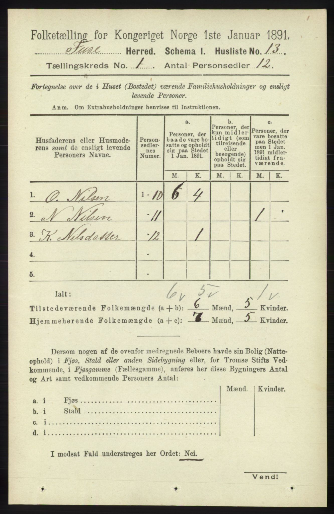 RA, 1891 census for 1241 Fusa, 1891, p. 54