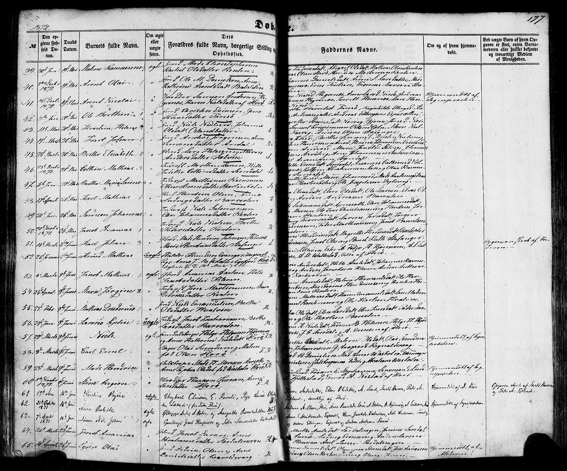 Kinn sokneprestembete, AV/SAB-A-80801/H/Haa/Haaa/L0006: Parish register (official) no. A 6, 1857-1885, p. 177